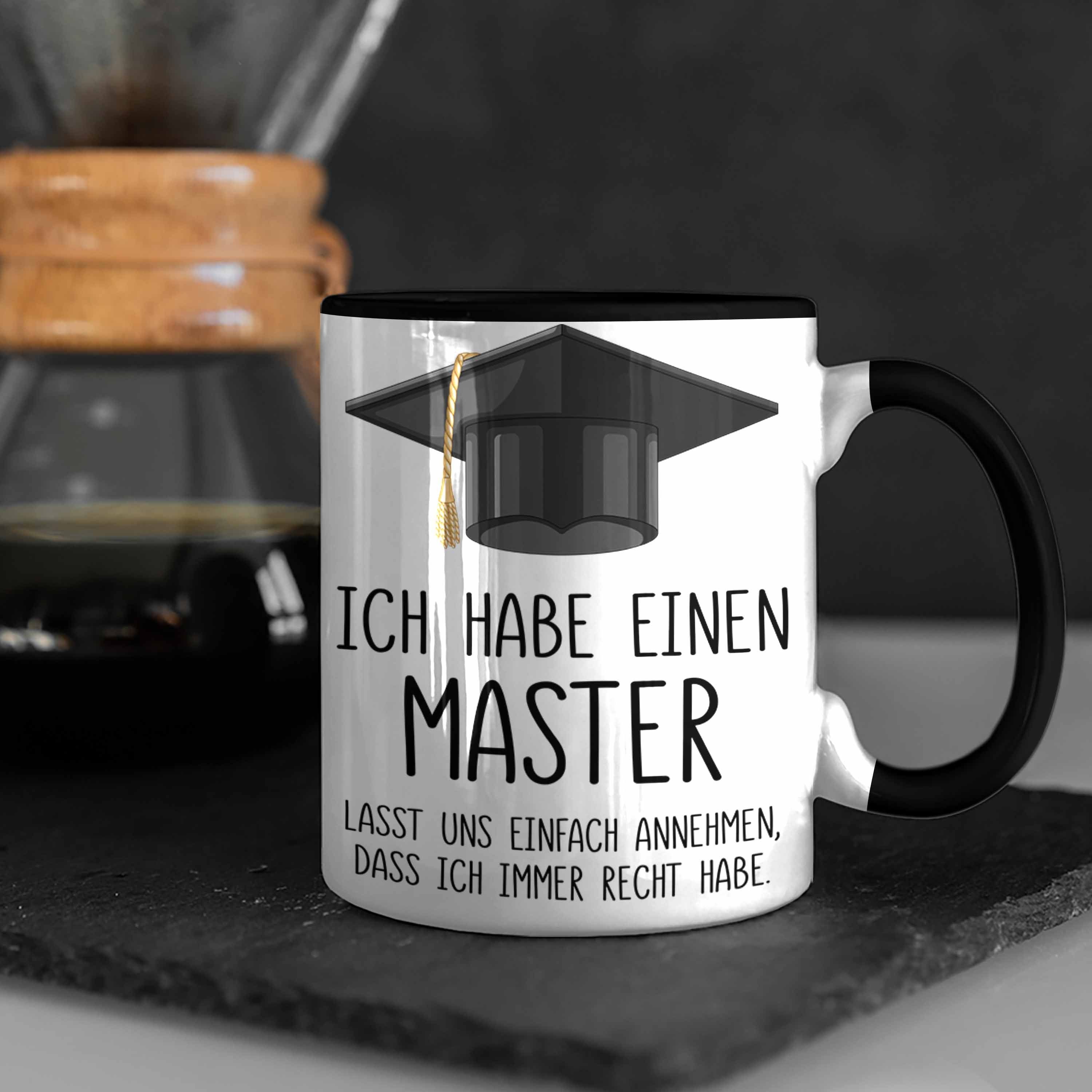 Abschluss Geschenkidee Bestanden Tasse Bestandene Spruch - Tasse Graduation Master Trendation Prüfung schwarz Geschenk Master Trendation