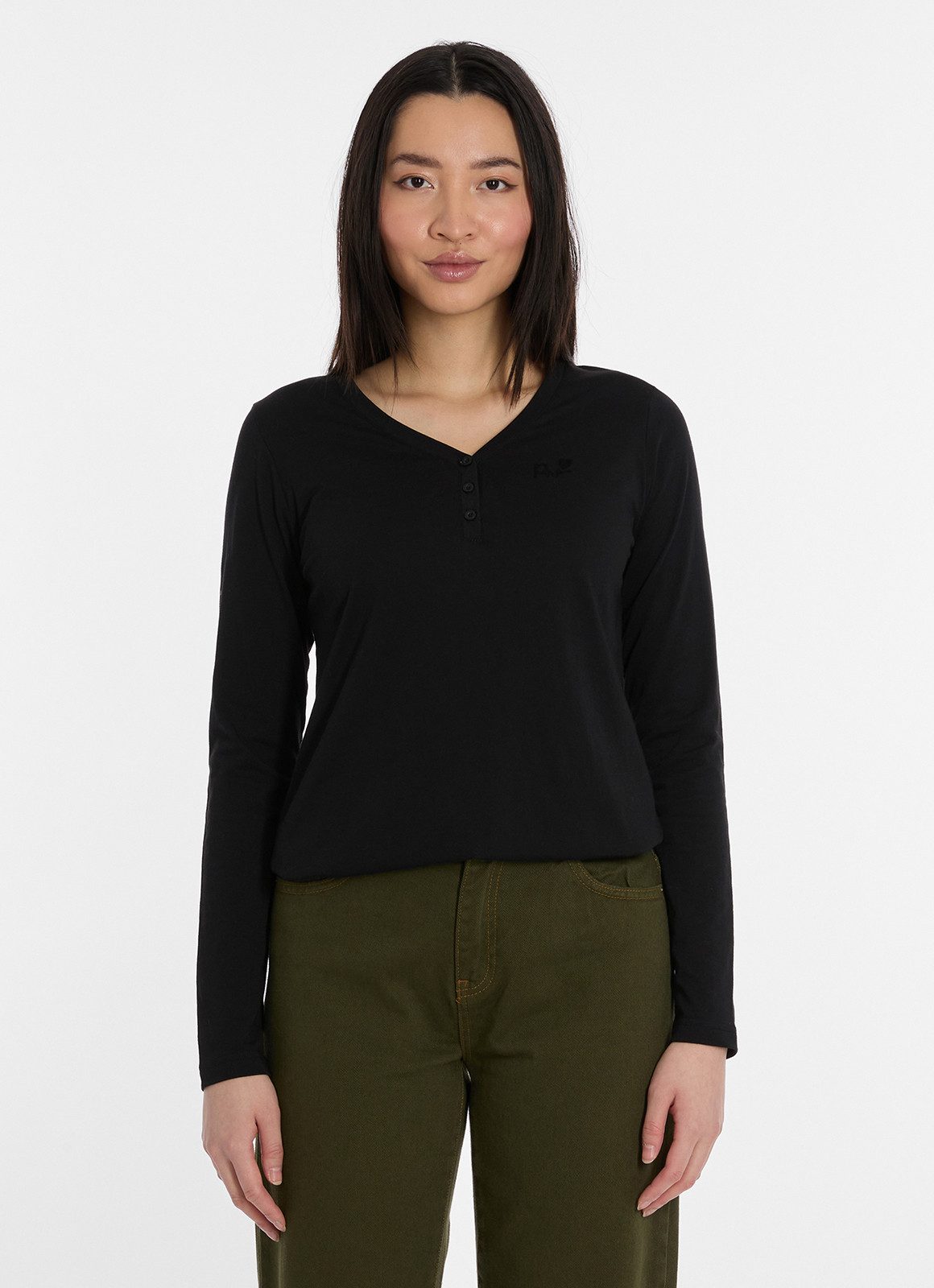 Ragwear Langarmshirt PINKKI mit kurzer Knopfleiste günstig online kaufen