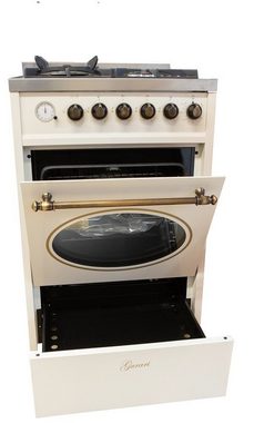 GURARI Gas-Standherd GCH G 614 CR /5 Jahre  Garantie, mit 1-fach-Teleskopauszug, Standherd 60 cm Erdgas Fl.Gas 4 Kw WOK, Gasgrill