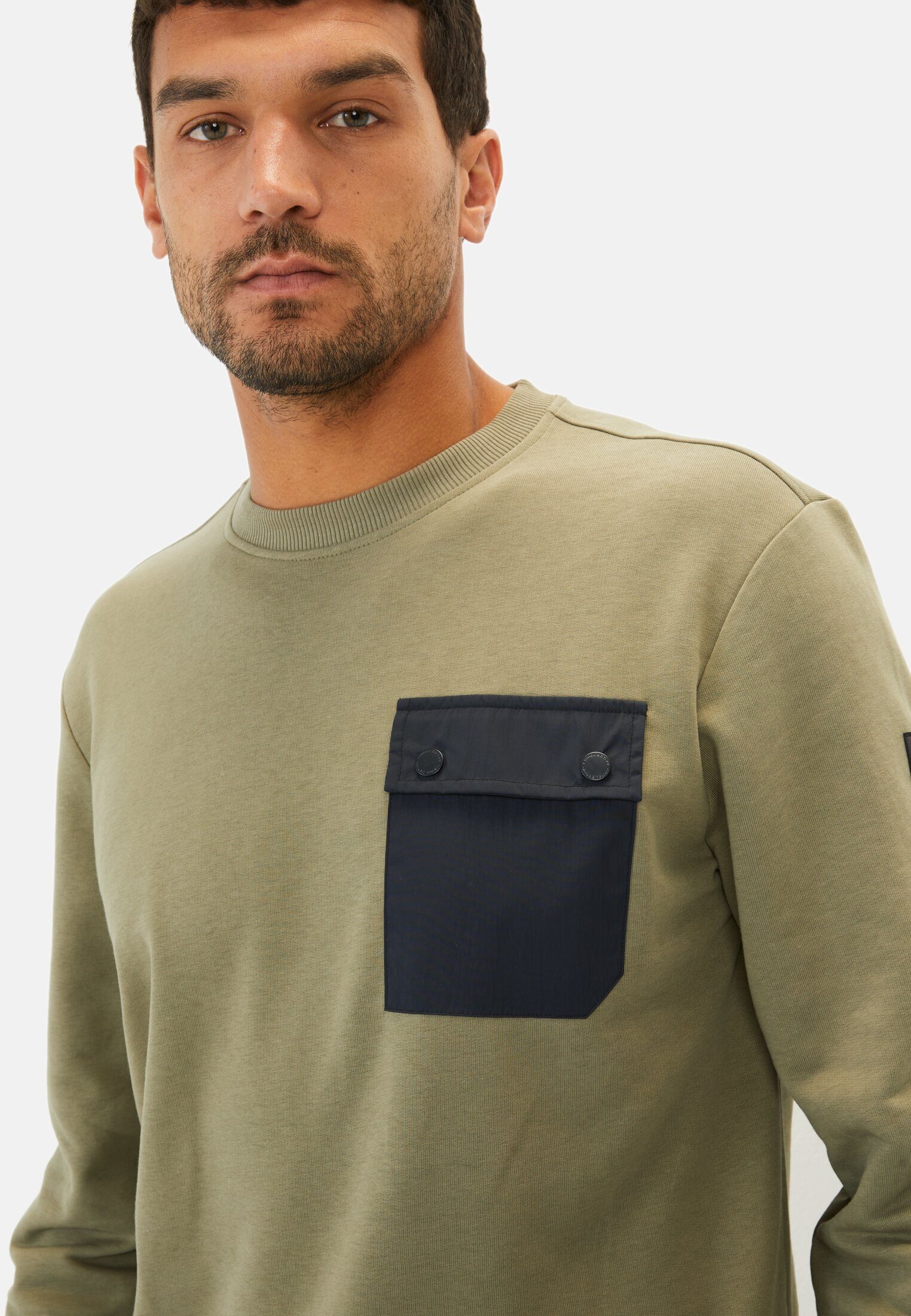 camel active Sweatshirt mit Kontrasttasche Langarm Rundhals