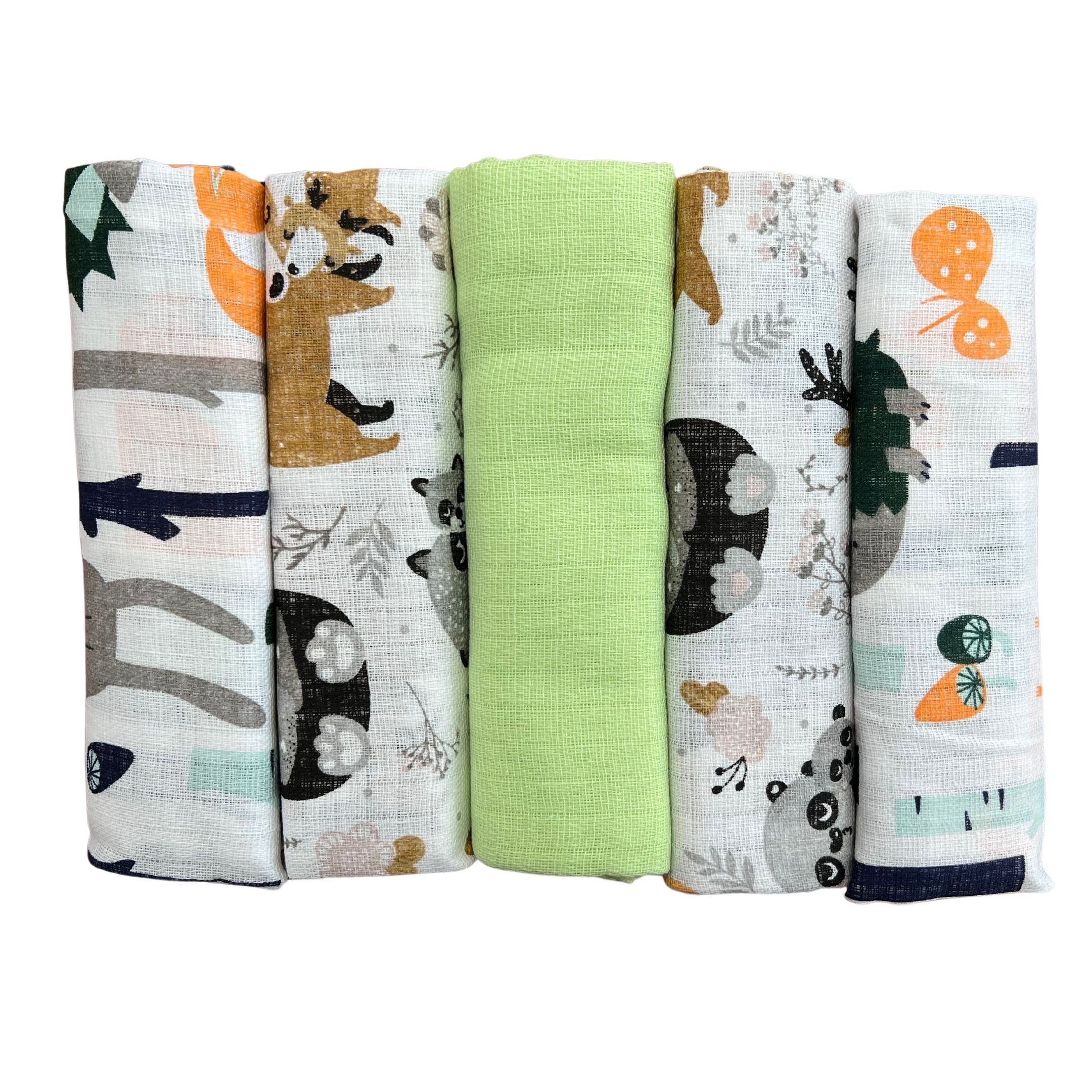 5 Stück Spucktücher Für Babys – 60x60 Cm, 100% Baumwolle, Saugstark & Atmungsaktiv, Waschbar, In Morandi-Farben