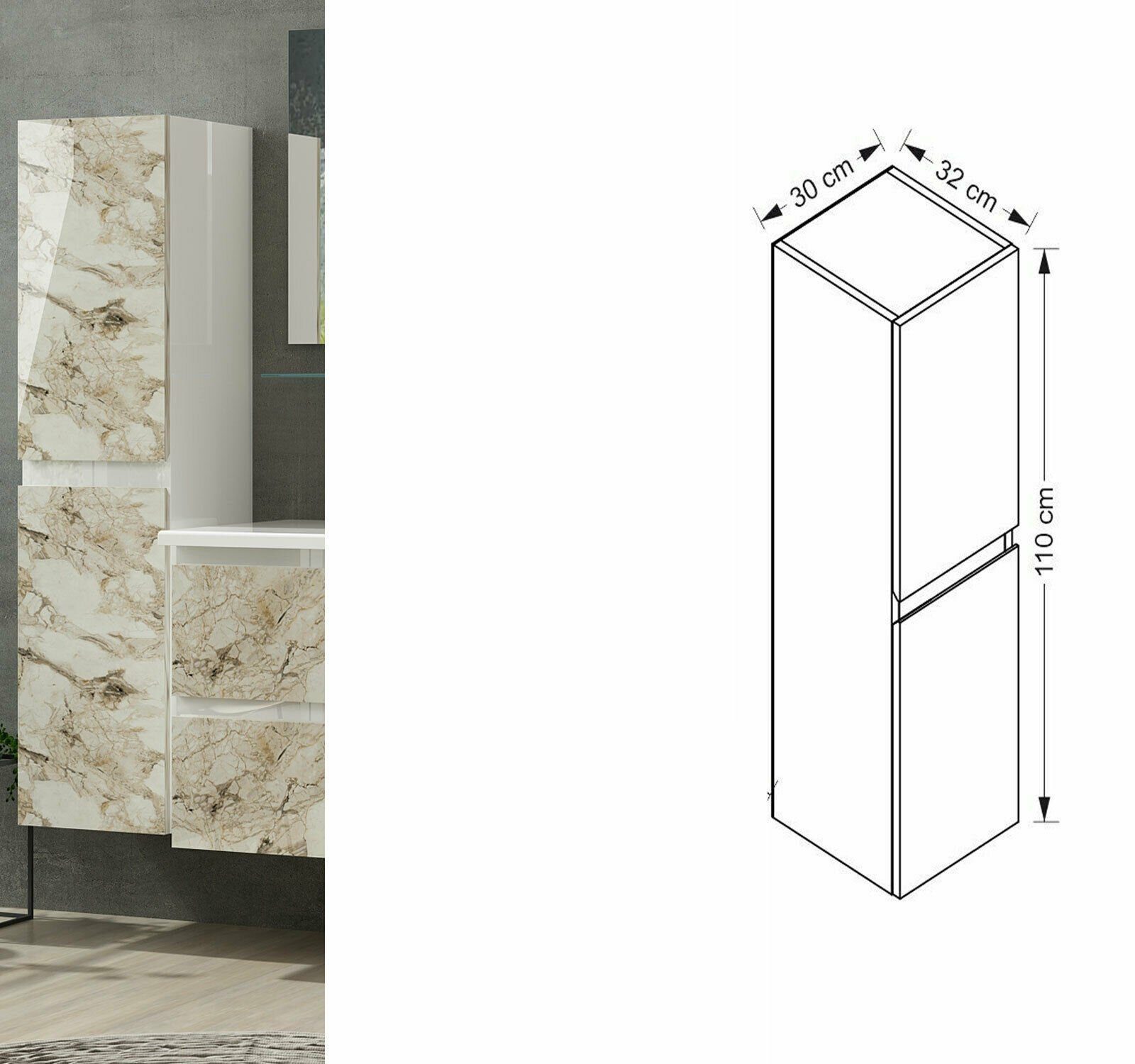 Homeline Hängeschrank Hängeschrank hochschrank Weiß / Beige Badezimmerschra günstig online kaufen