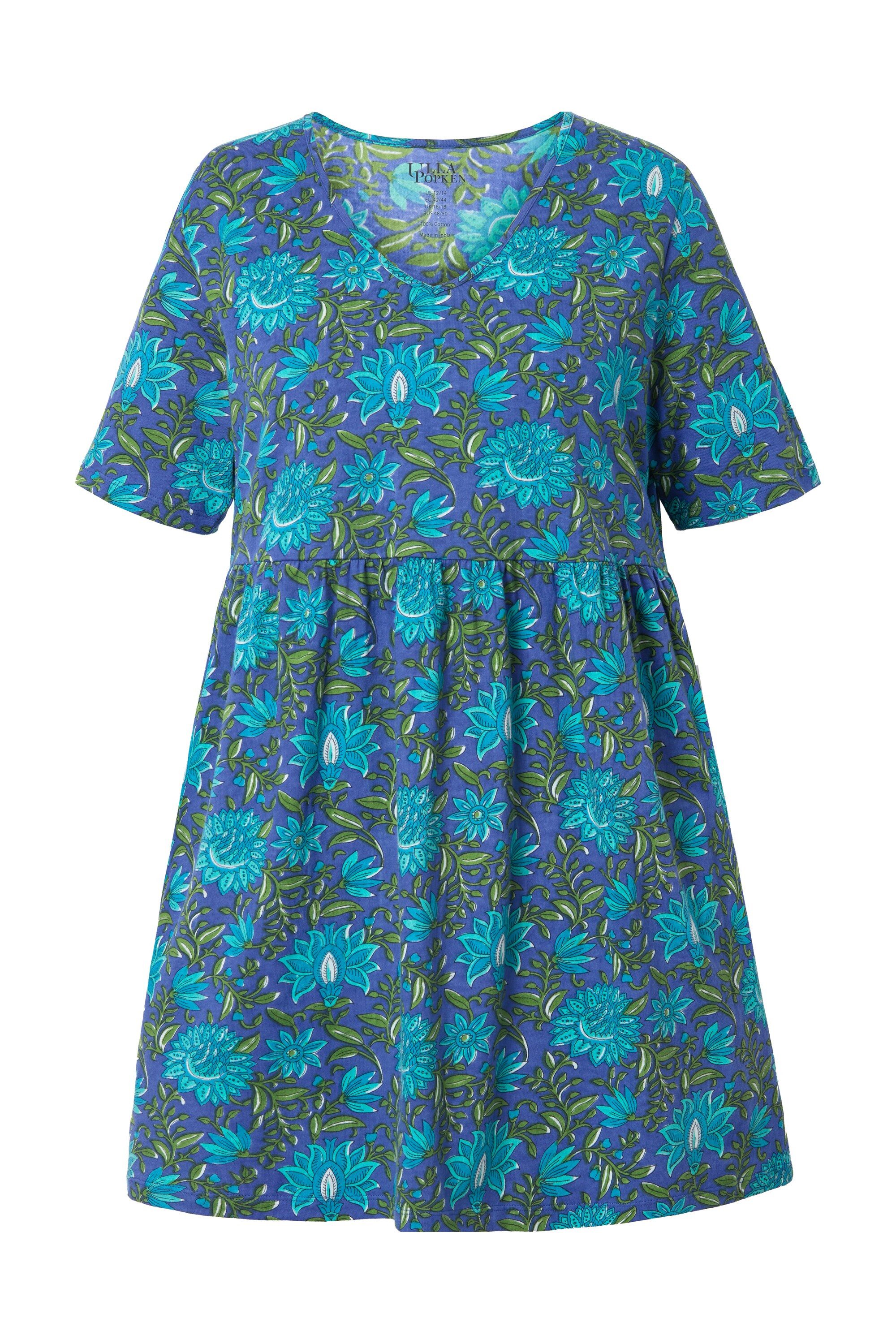 Ulla Popken Midikleid Longshirt Blüten V-Ausschnitt günstig online kaufen