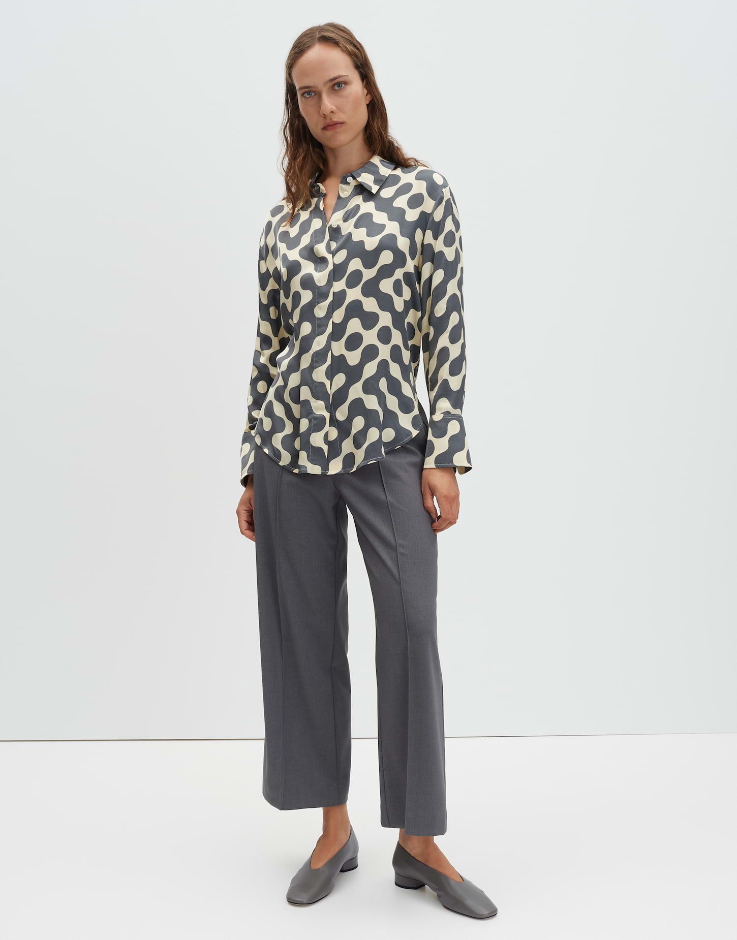 someday Satinbluse ZEVENTY Regular mit Allover Print lockere Passform, schmal zulaufend, lang geschnitten
