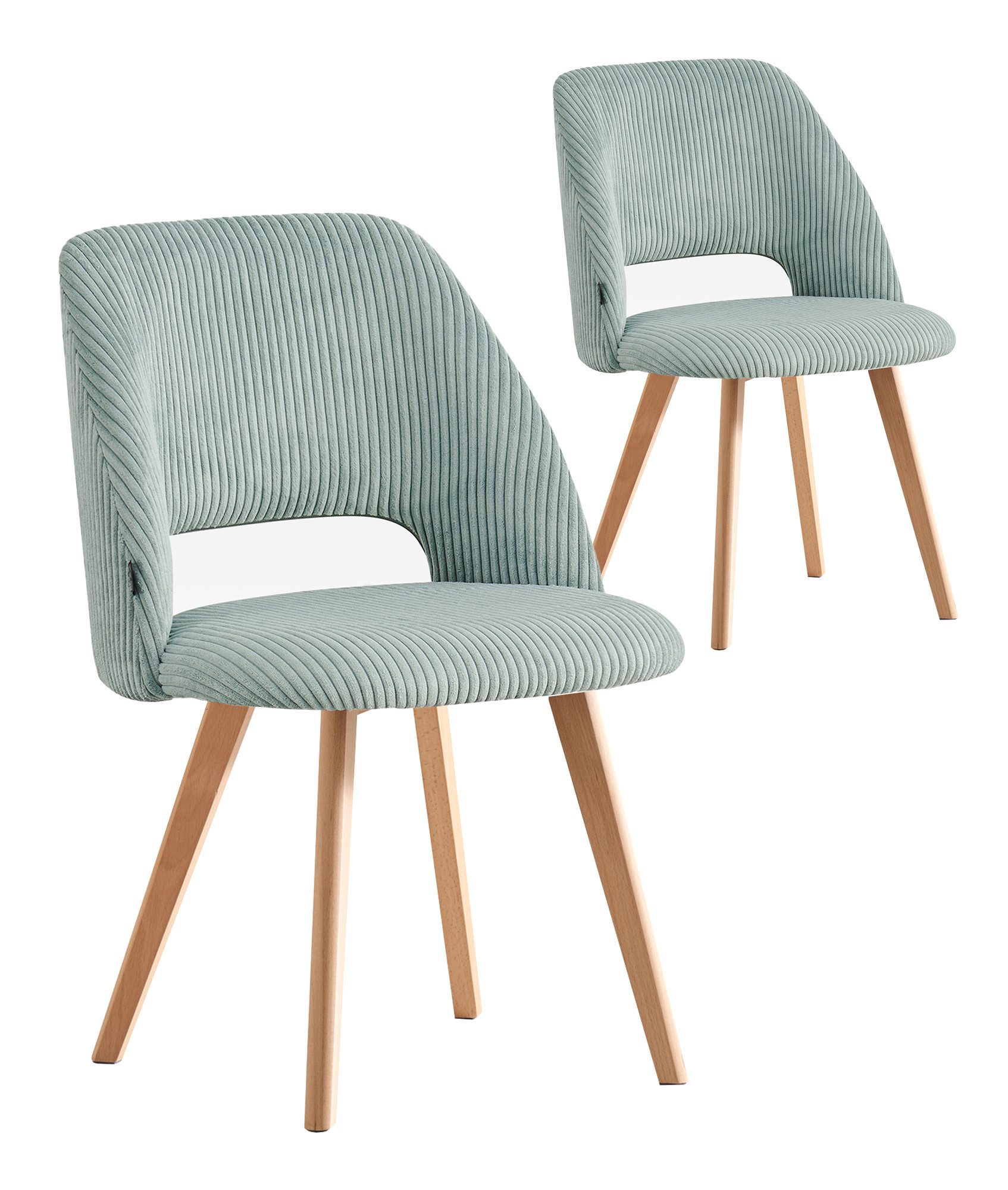 B&D home 4-Fußstuhl VICKY (Set, 2 St), gepolstert, Stuhlbeine aus Metall oder Massivholz wählbar