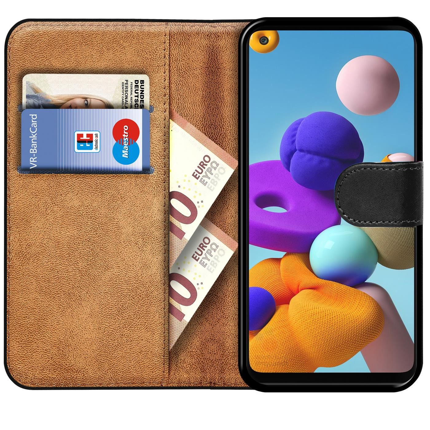 CoolGadget Handyhülle Wallet Klapp Tasche Book Case für Samsung Galaxy A21s 6,5 Zoll, Hülle Klapphülle Flip Cover Etui Schutzhülle – Bild 2 von 5