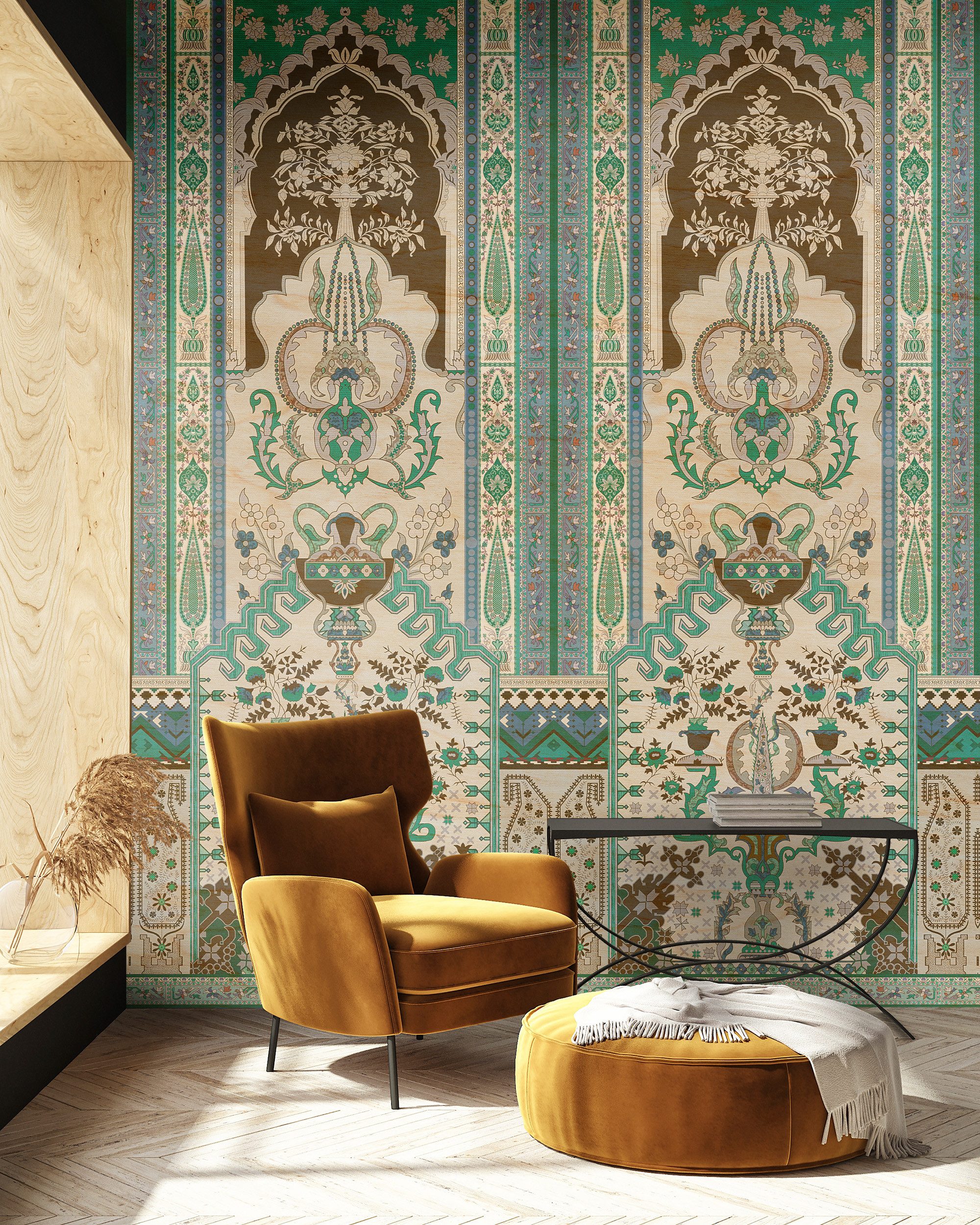 living walls Vliestapete Orientalische Mustertapete Beige Grün Braun, glatt, matt, (1 St)