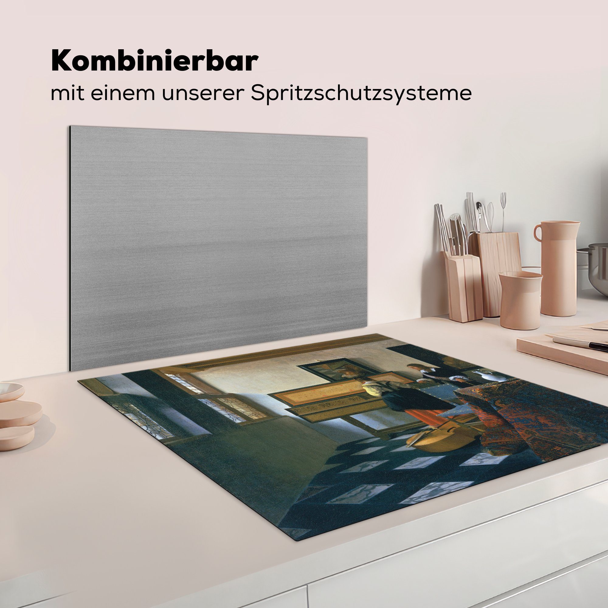 tlg), cm, - Herdblende-/Abdeckplatte Ceranfeldabdeckung, Vermeer, MuchoWow Musikstunde Arbeitsplatte Die 78x78 küche für (1 Vinyl, Johannes