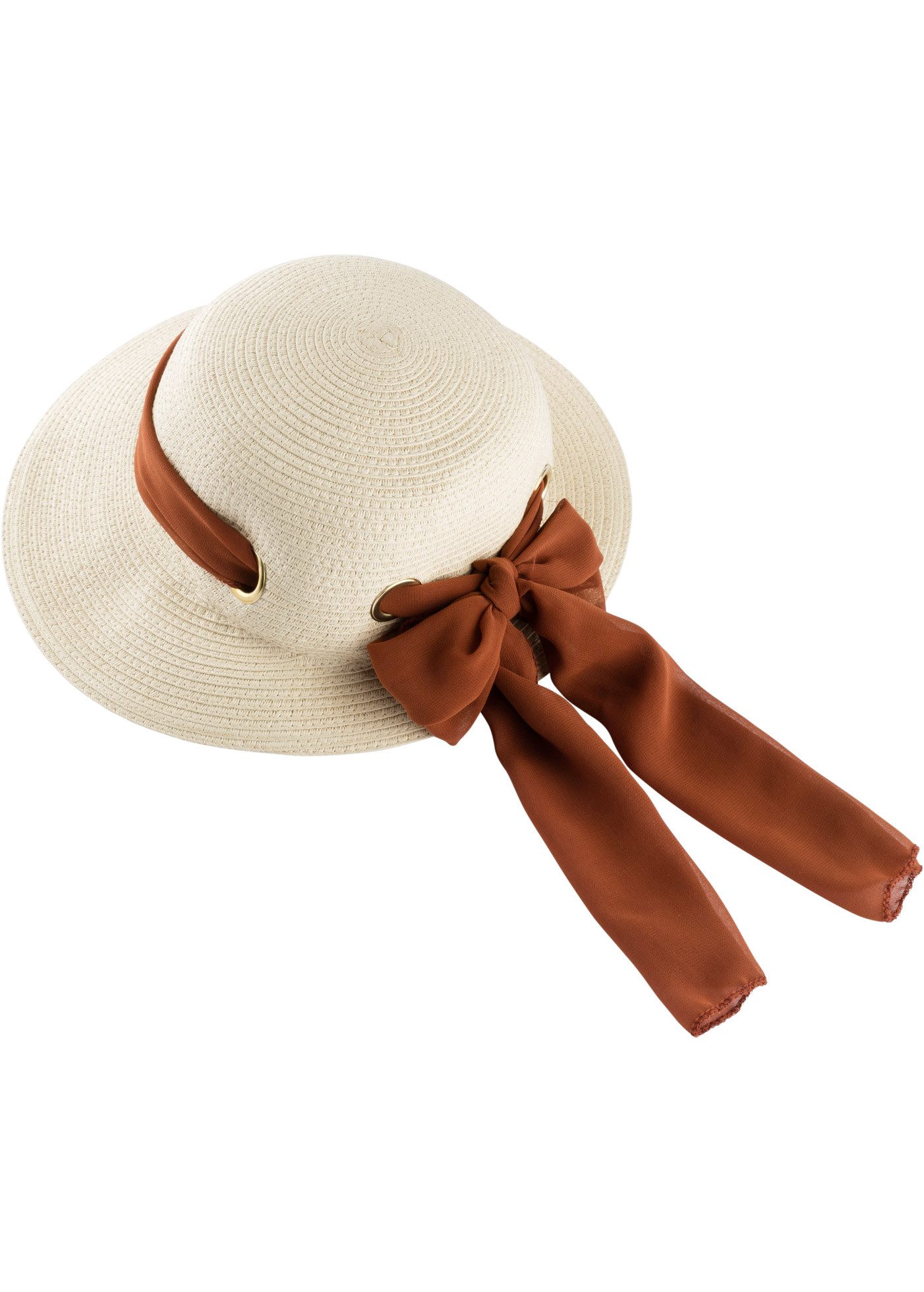 bonprix Sonnenhut mit kontrastfarbiger Schleife