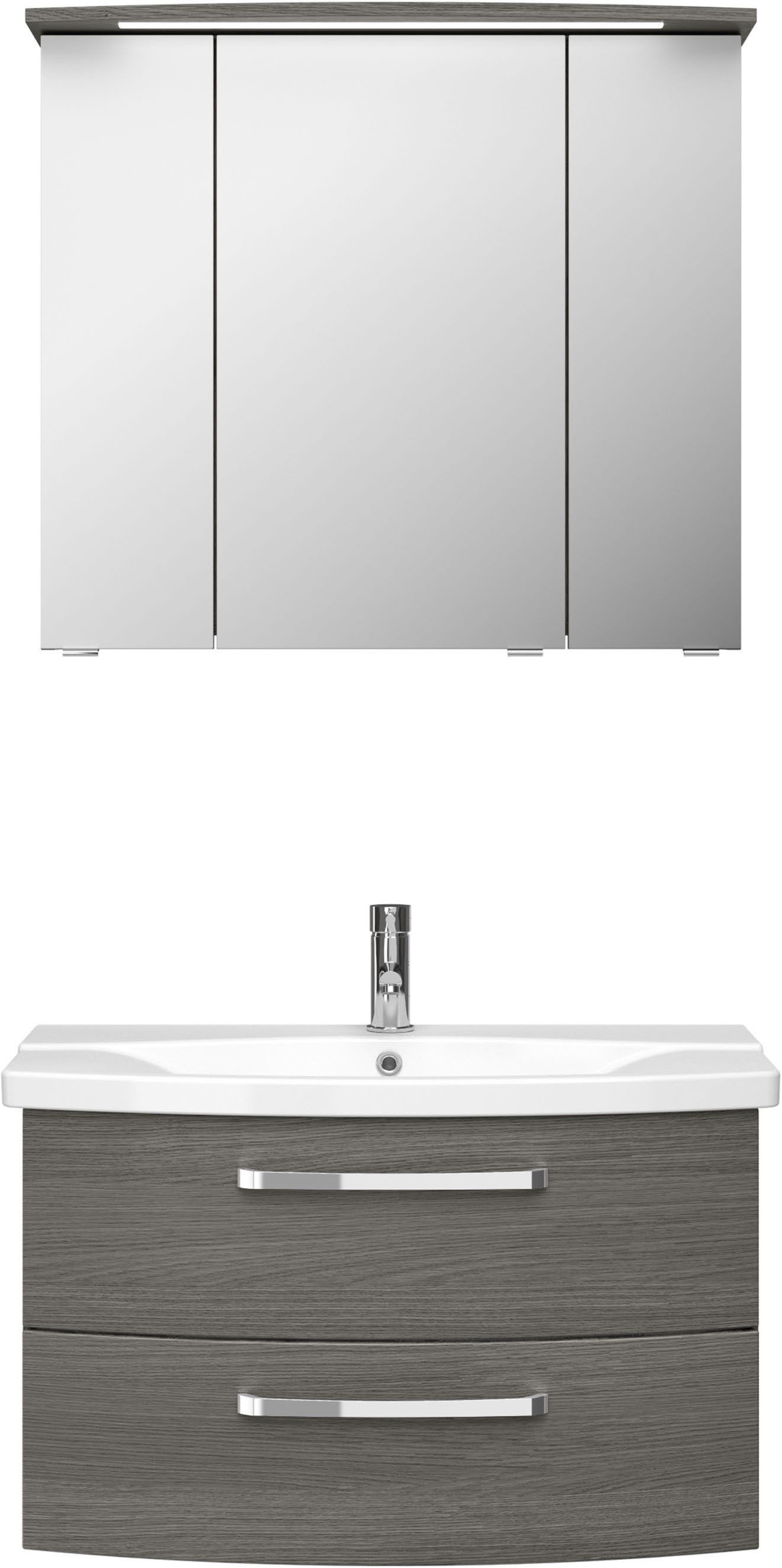Saphir Badmöbel-Set Serie 4010 2-teilig Keramik-Waschtisch mit LED-Spiegelschrank, (Set), Badezimmer Set 84 cm breit, inkl. Türdämpfer, 3 Türen, 2 Schubladen