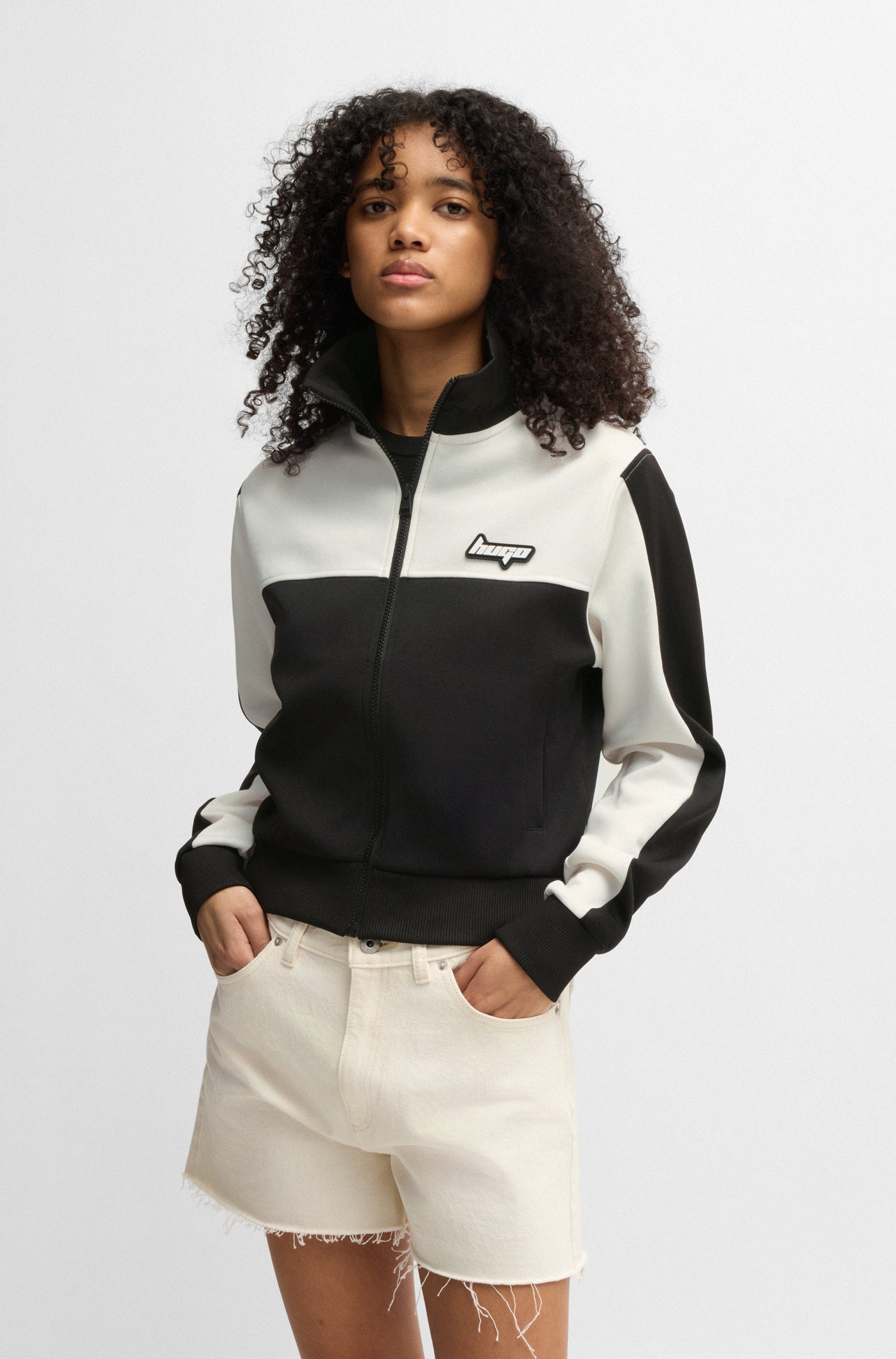 HUGO Blue Sweatshirt Dalaria im Retro colorblocking, Logo-Badge günstig online kaufen