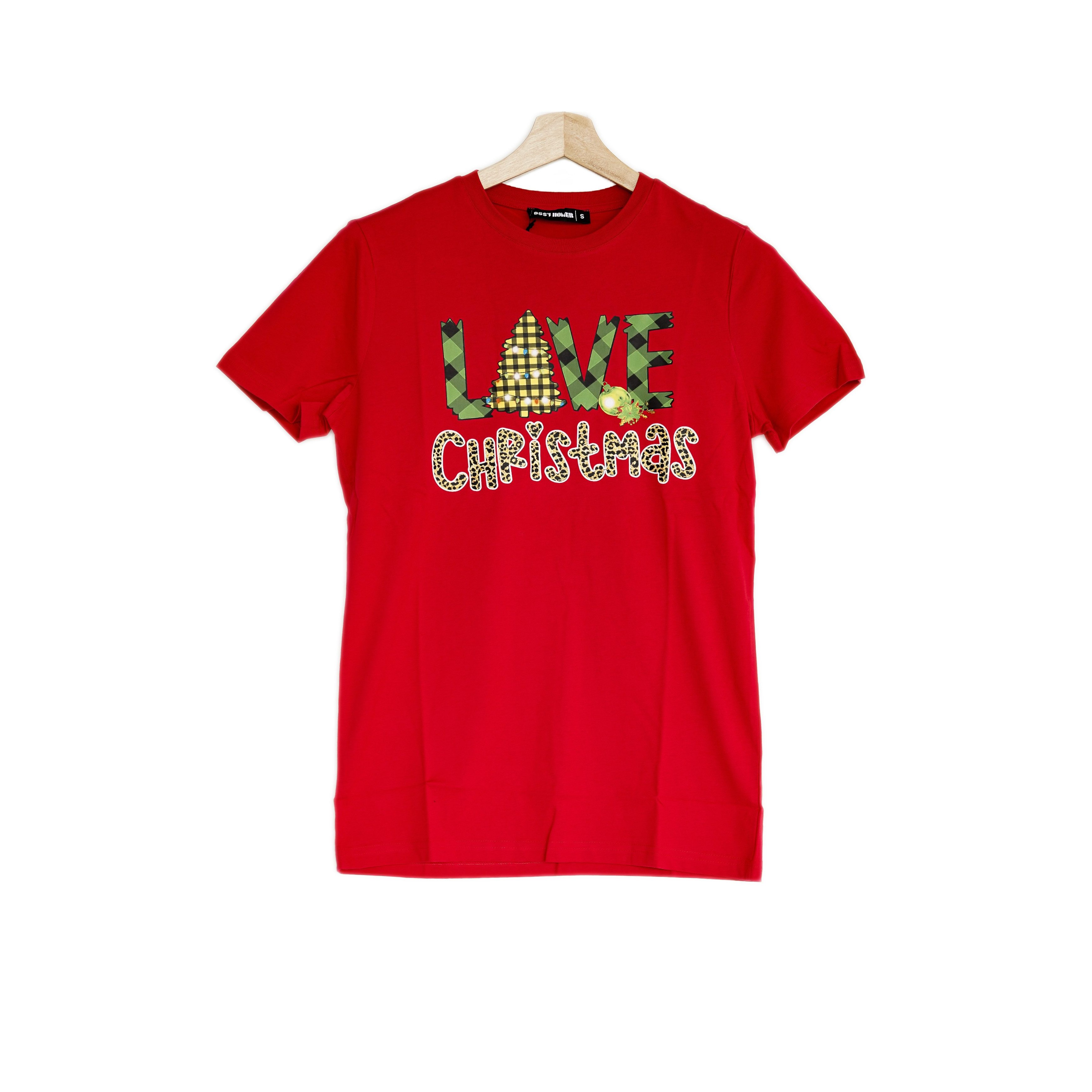 Rundhalsshirt Weihnachs-T-shirt in Rot - Unisex, 100% Baumwolle