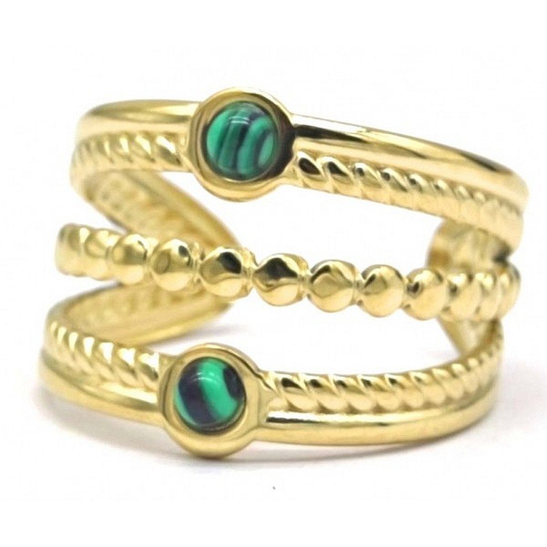 KARMA Fingerring Damenring gold Edelstahl mit türkisen Steinen verstellbar günstig online kaufen