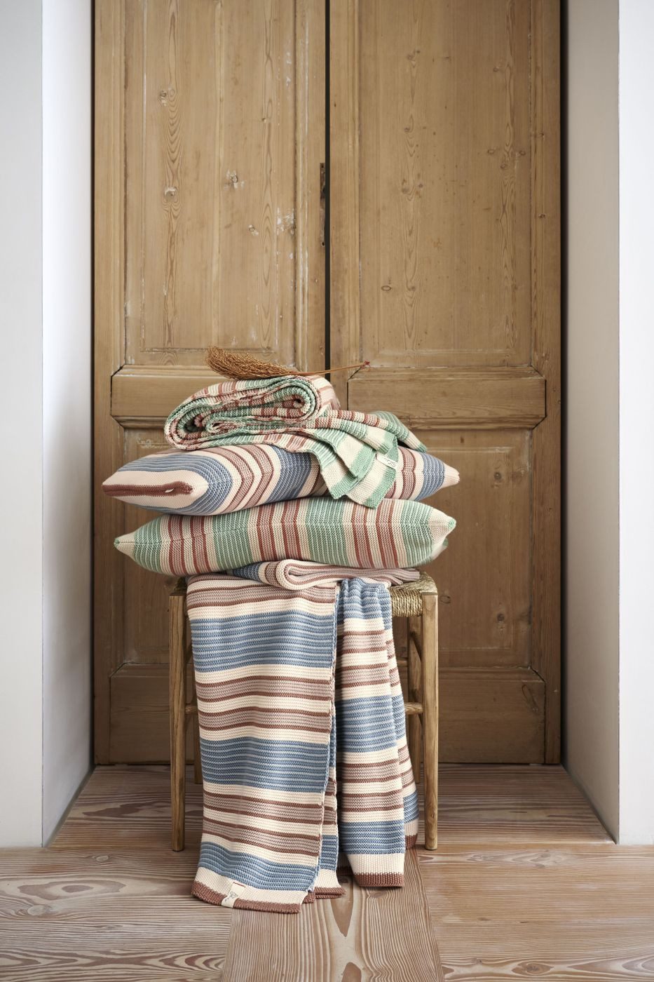PiP Studio Tagesdecke Kuscheldecke PIP Bonsoir Combistripe Green 130x170 Grün, 130 x 170 cm