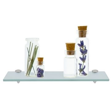 Clanmacy Wandregal Glasablage Glasregal ideal für Bad, Dusche 60x10x0.8 cm Milchglas
