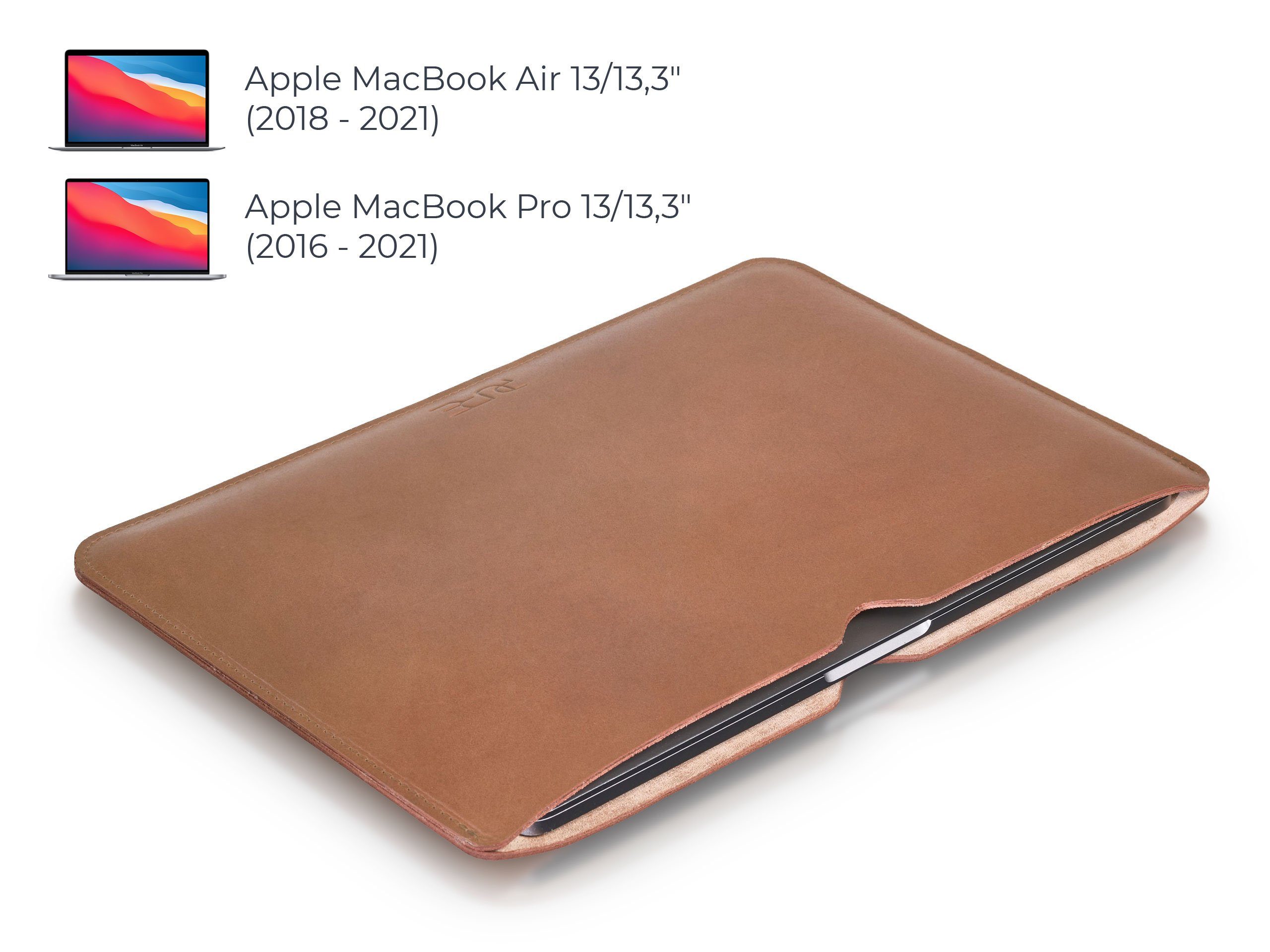 PURE Leather Studio Laptop-Hülle 13 Zoll MacBook Hülle AVIOR 33,8 cm (13,3 Zoll), Laptop-Hülle für Apple MacBook Air/Pro 13 Zoll Sleeve Cover Case