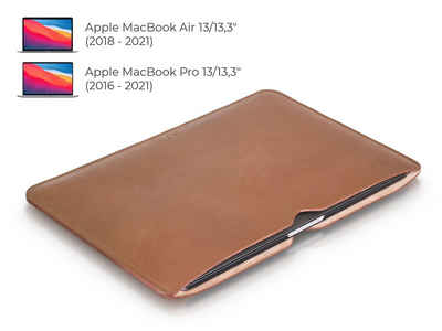 PURE Leather Studio Laptop-Hülle »13 Zoll MacBook Hülle AVIOR« 33,8 cm (13,3 Zoll), Lederhülle für Apple MacBook Air/Pro 13 Zoll Schutzhülle Laptop-Hülle Sleeve Cover Case
