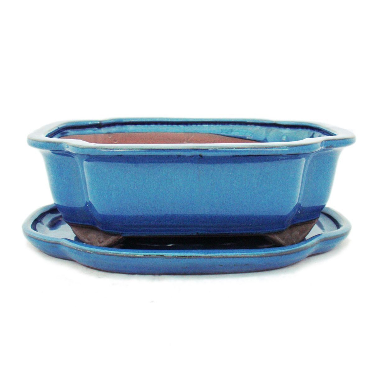 Exotenherz Pflanzschale Bonsai-Schale mit Unterteller Gr. 4 Blau haitang/oval Modell I4 L 26cm (1 St)