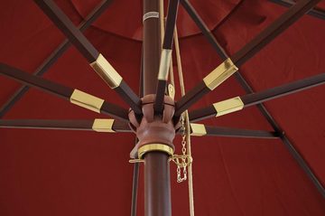 Kai Wiechmann Sonnenschirm Runder Balkonschirm 350 cm als hochwertiger Schattenspender, Gartenschirm aus Holz mit Windauslass & UPF 50+