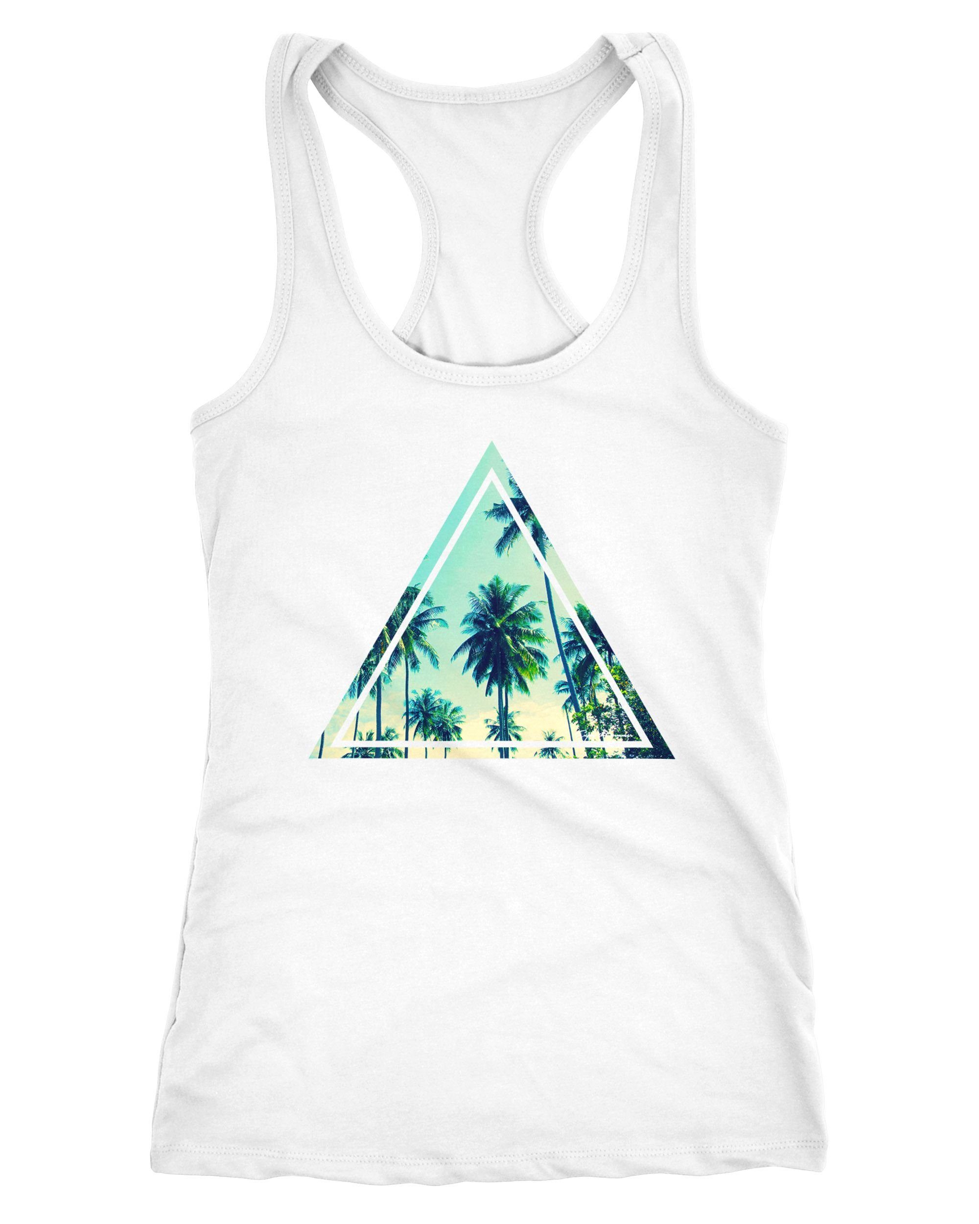Neverless Tanktop Damen Tank-Top Foto Print Ananas Palmen Sommer Tropical Dreieck