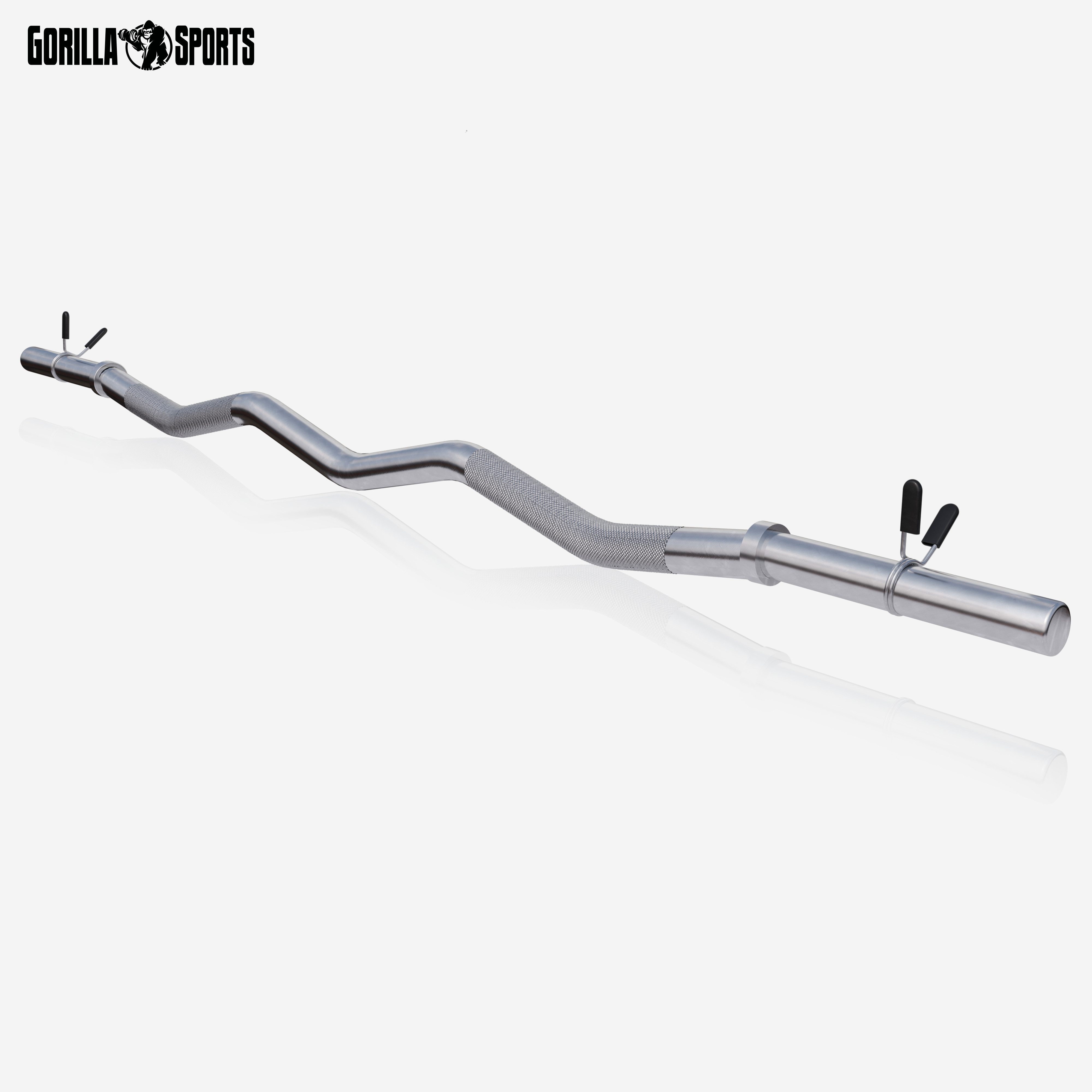GORILLA SPORTS Kurzhantelstange SZ-Curlstange 120 cm mit Federverschluss, 120 cm (3-tlg)
