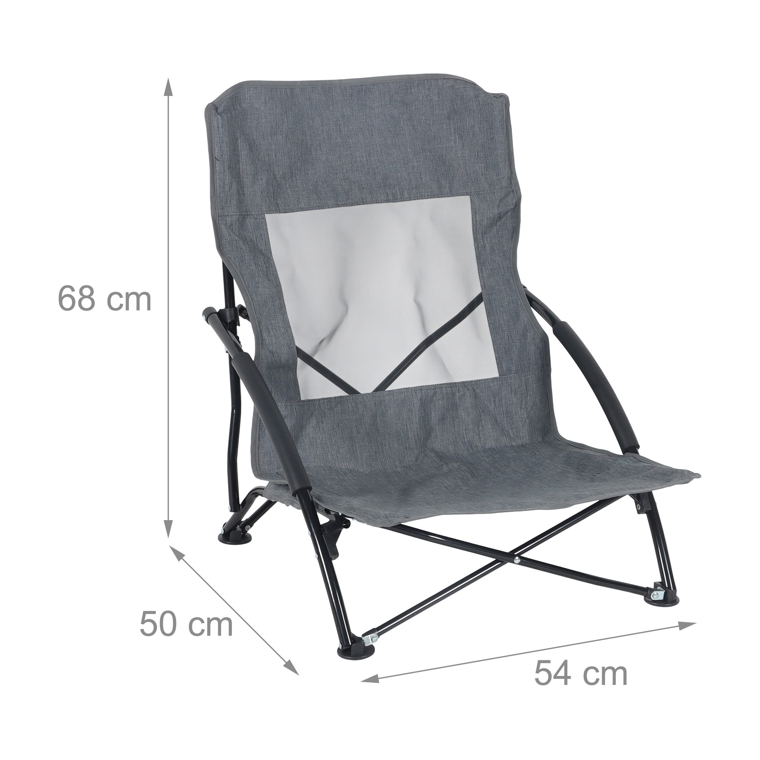 relaxdays Campingstuhl Faltbarer Strandstuhl im 2er Set (2 St), grau – Bild 4 von 5