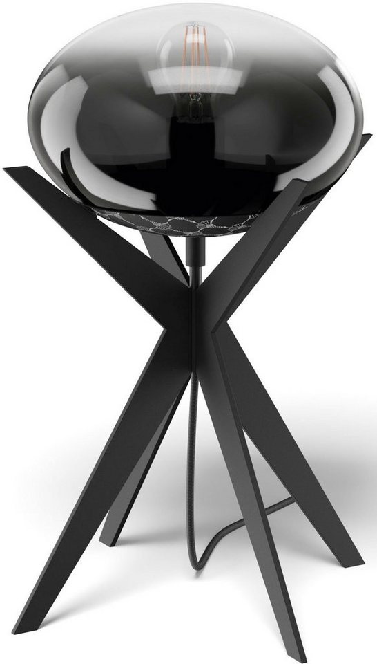 Joop! Tischleuchte JOOP! LIVING - CURVES LIGHTS Tischleuchte Transparent- Glas, ohne Leuchtmittel, Mit schwarzer Metall-Applikation mit elegantem  Kornblumen-Allover-Muster