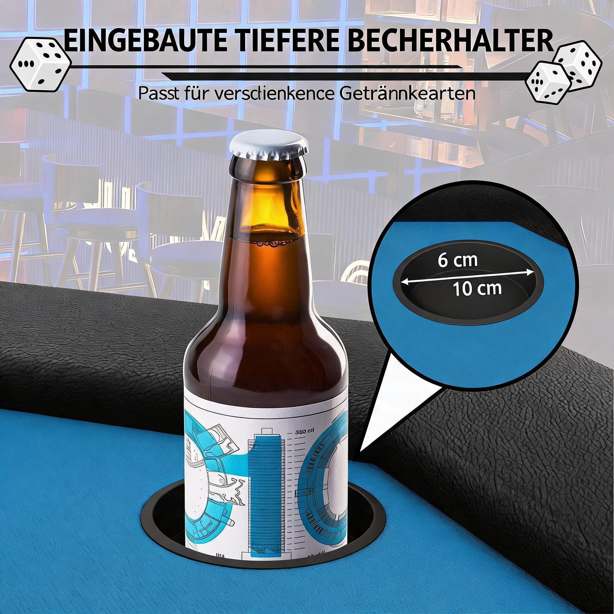 GarveeMore Spieltisch Achteckiger Gamingtisch Klapptisch Campingtisch Gartentisch, Klappbarer, wasserabweisende Oberfläche, gepolsterter Rand für 8
