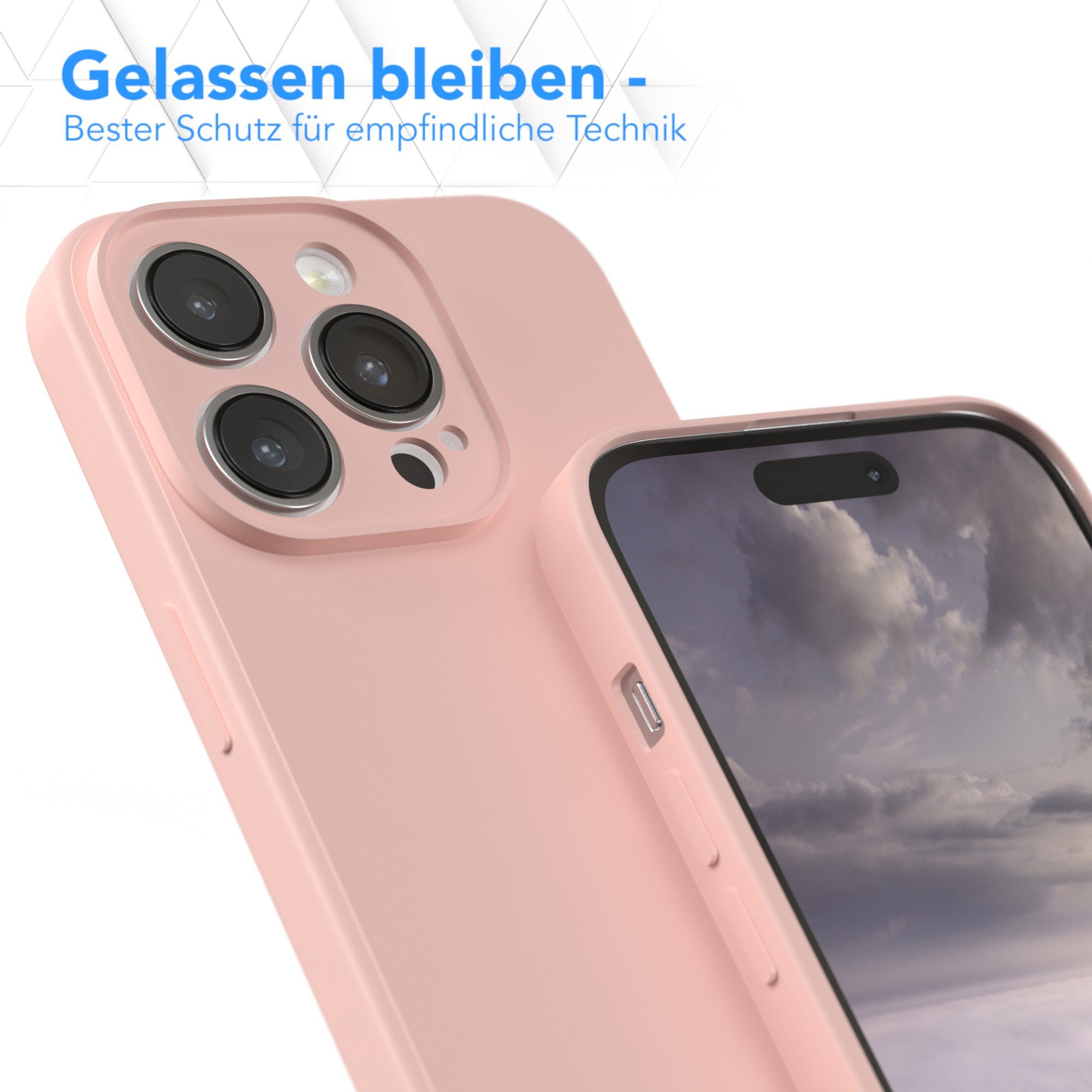 EAZY CASE Handyhülle für Apple iPhone 14 Pro Hülle Silikon 6,1 Zoll, Hülle mit Kameraschutz Bumper Case silikonschutzhülle Rosa / Altrosa – Bild 4 von 5