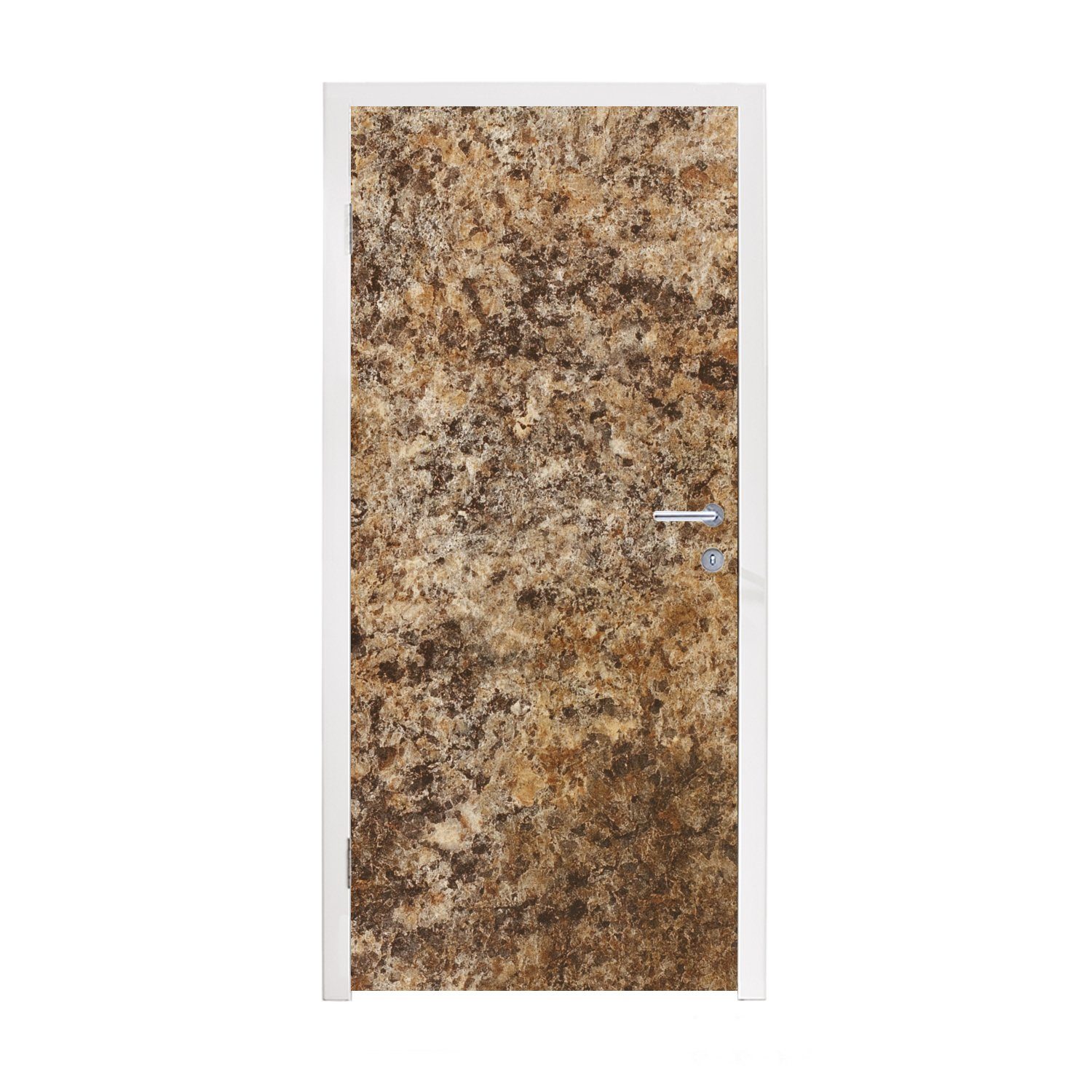 MuchoWow Türtapete Granit - Design - Struktur - Stein - Braun, Matt, bedruckt, (1 St), Fototapete für Tür, Türaufkleber, 75x205 cm