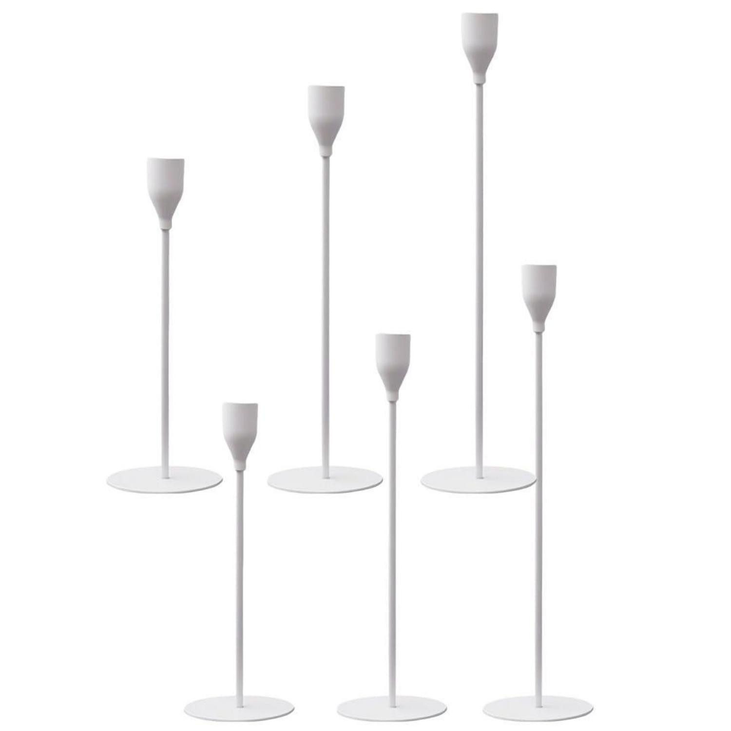 LuxusKollektion Kerzenständer Kerzenhalter Set Weiß 6-teilig