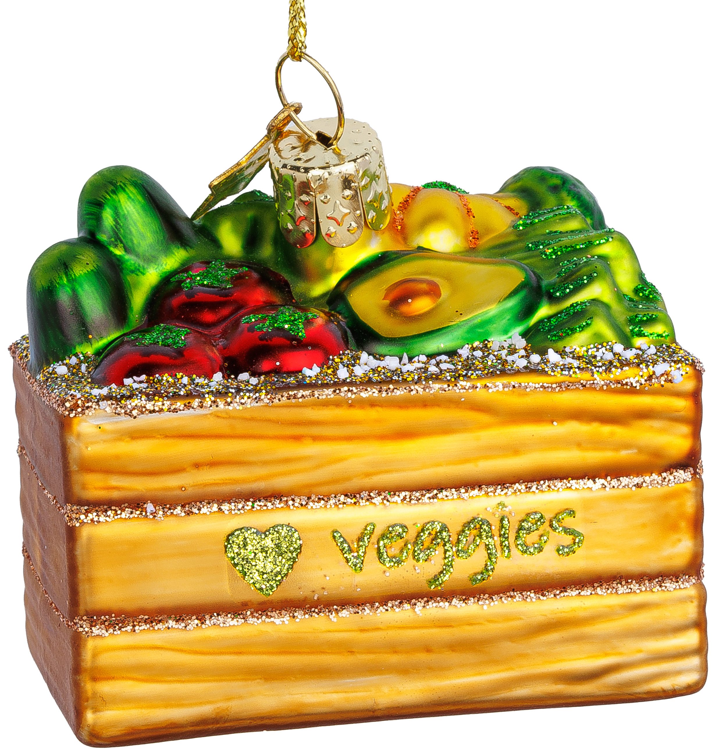 SIKORA Christbaumschmuck Veggie Box besondere Weihnachtskugel Glas Anhänger – BS003, Christbaumschmuck Deko - traditionell, witzig & außergewöhnlich