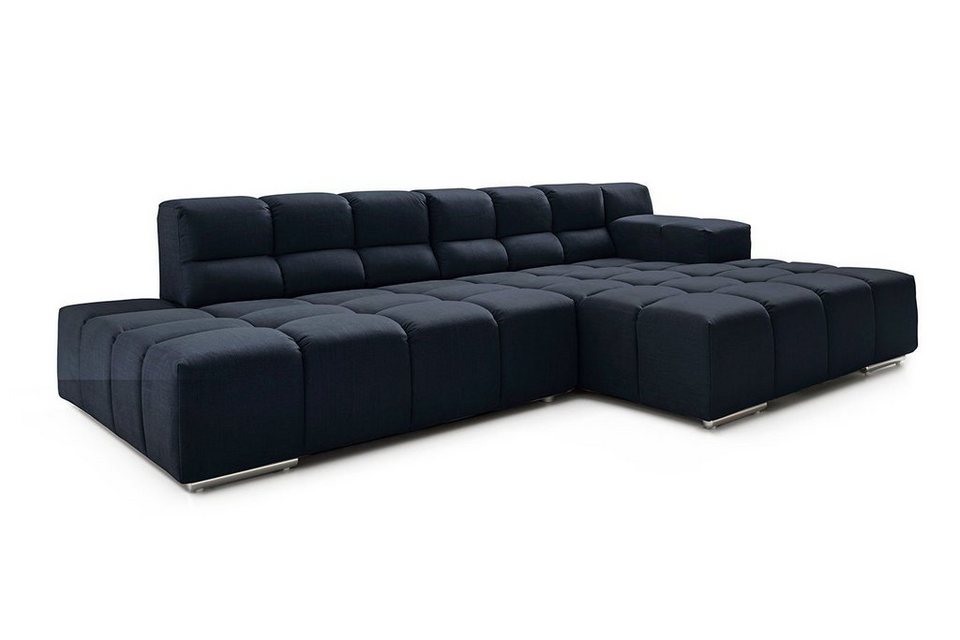 daslagerhaus living Big-Sofa Ecksofa Cube Stoff dunkelblau