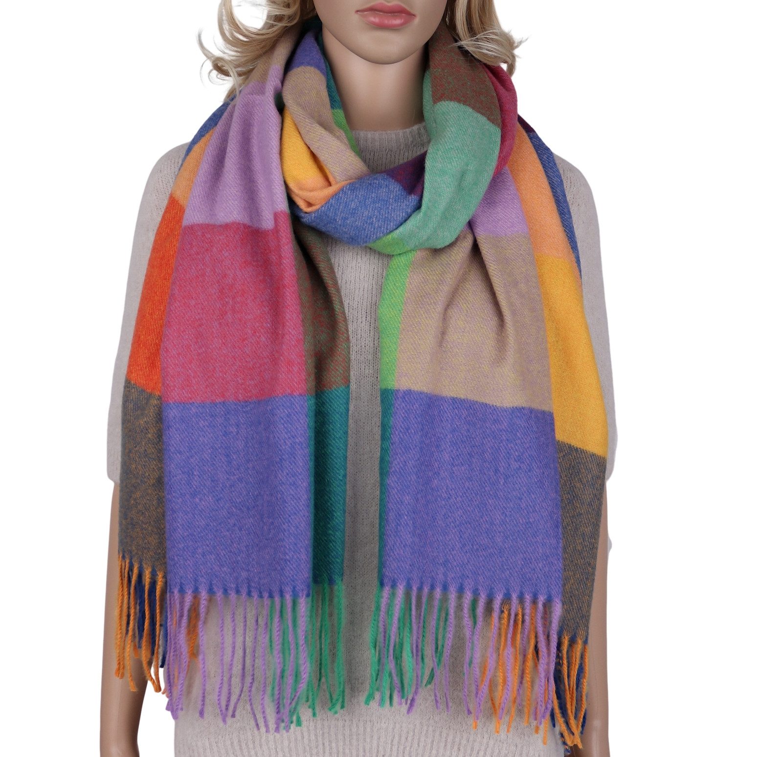 MIRROSI Modeschal weicher und warmer karierter Schal mit Fransen, 70x180cm, günstig online kaufen