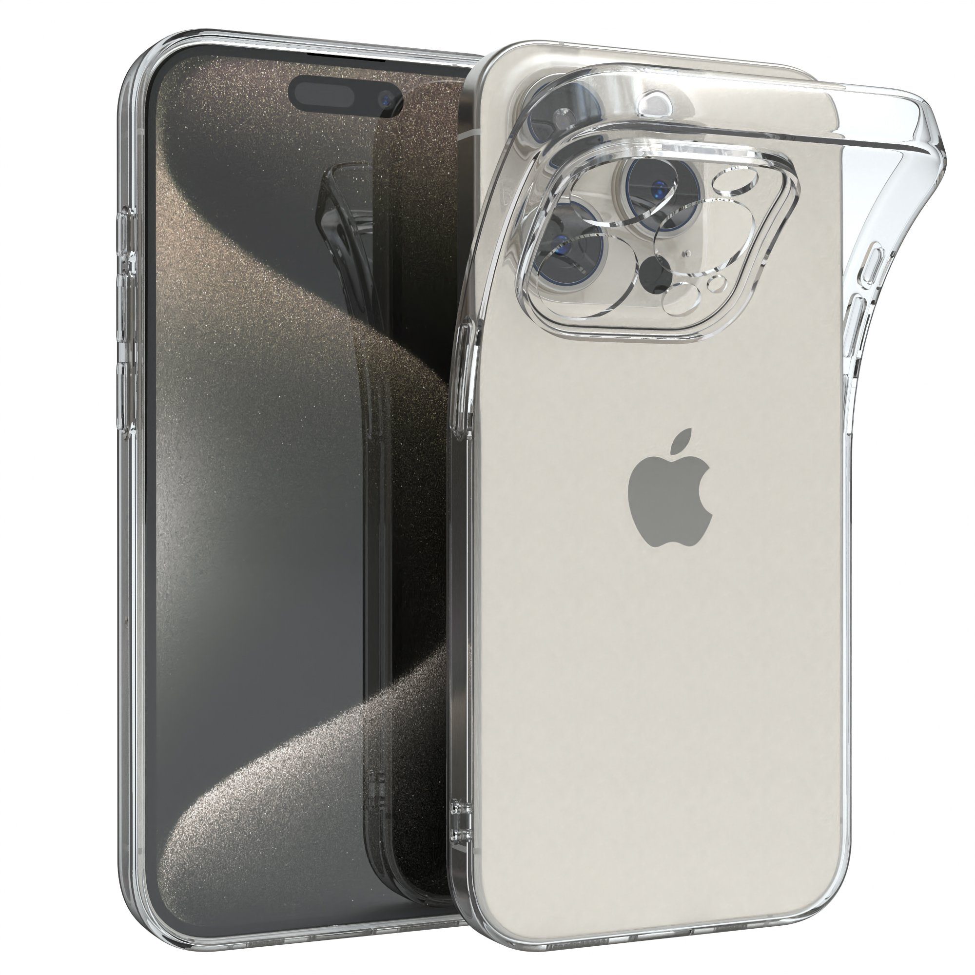 EAZY CASE Handyhülle für iPhone 15 / 15 Plus / 15 Pro / 15 Pro Max Case 6,1 Zoll, durchsichtige Hülle Ultra Dünn Silikon Backcover TPU Telefonhülle Klar