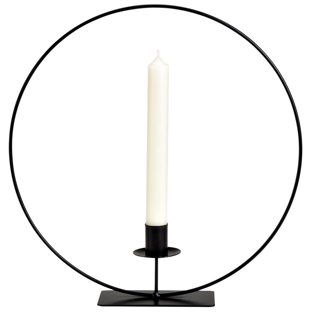 matches21 HOME & HOBBY Kerzenhalter Dekoring Kerzenhalter für Stabkerze schwarz Metall Ø 30x6 cm | Kerzenständer