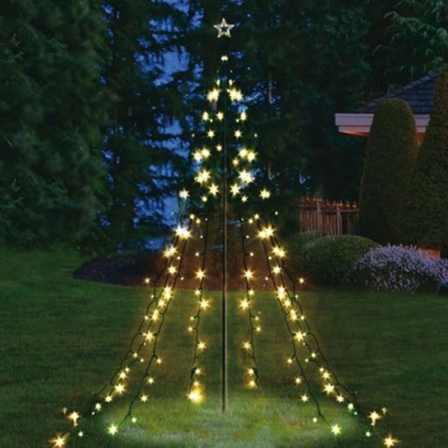 BURI Lichterkette Garten-Lichterpyramide mit Lichternetz Lichterkette LEDs 200
