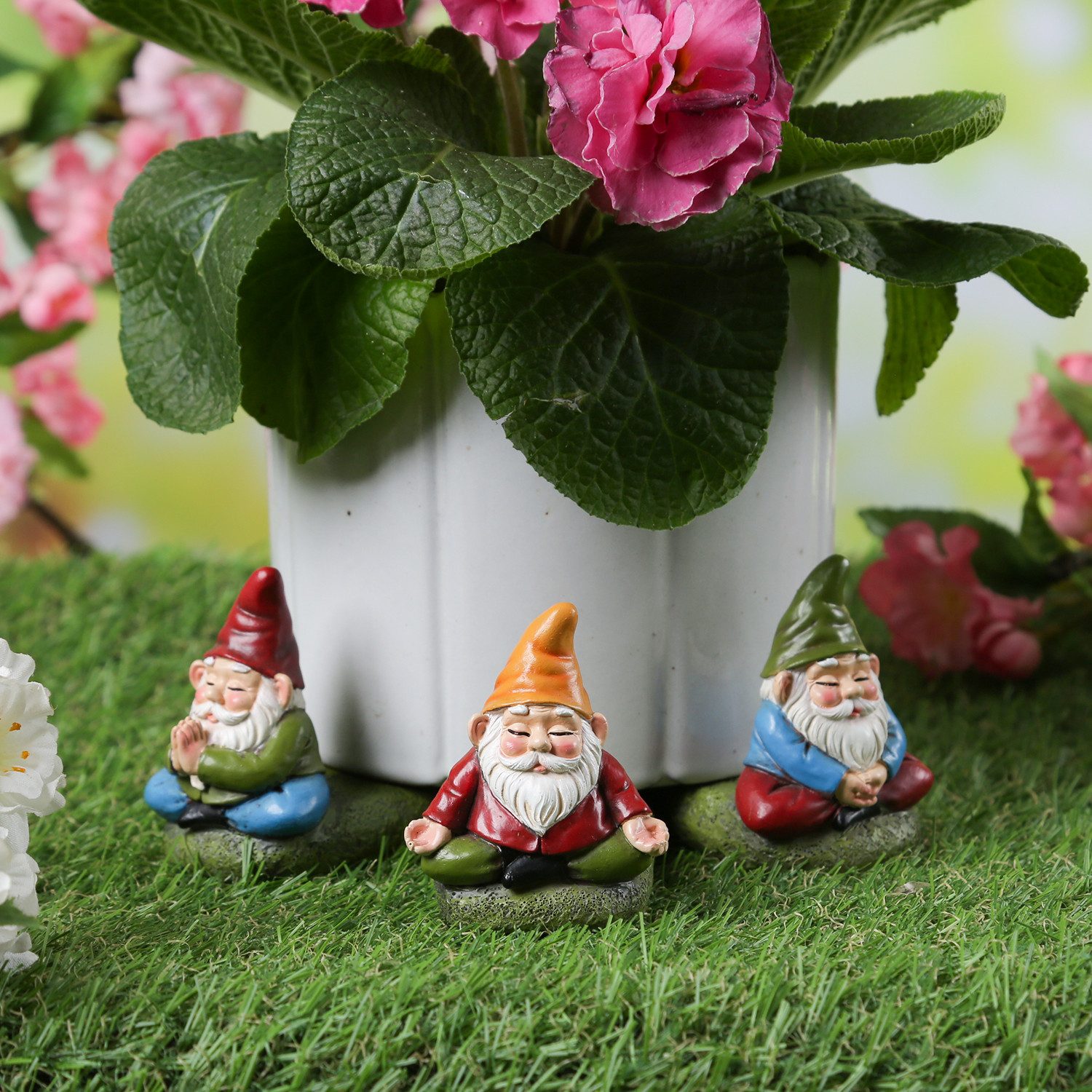 MARELIDA Blumentopfuntersetzer Blumentopffüße meditierende Gartenzwerge Unt günstig online kaufen