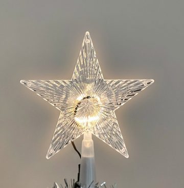 Spetebo Künstlicher Weihnachtsbaum Spiral Weihnachtsbaum 150 cm mit 120 LED - silber, Kunst Tannenbaum mit Stern Spitze für Außen und Innen