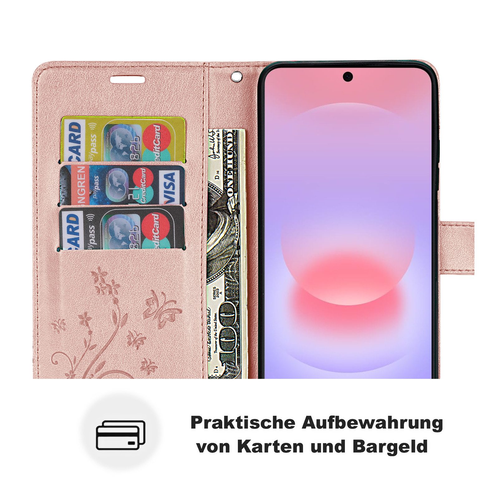 betterfon Handyhülle für Samsung Galaxy Modelle Klapphülle mit Kartenfächern, Bookstyle-Hülle mit Magnetverschluss, Smartstand & Kunstleder – Bild 3 von 5