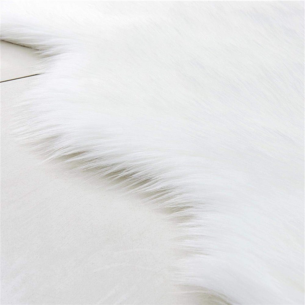 Weiß für FELIXLEO Läufer Teppich Teppiche Longhair Langflor-Teppich 60x180cm, Schaffell Sofa