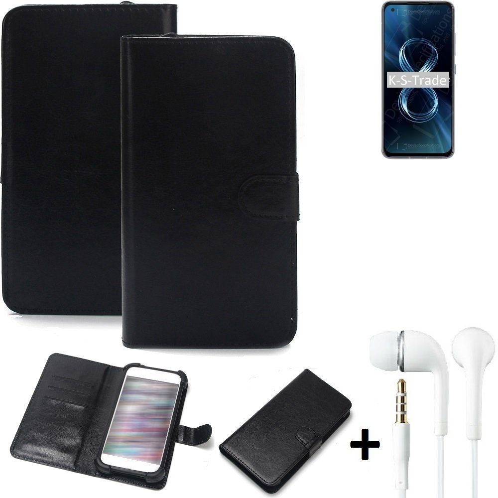 K-S-Trade Handyhülle für Asus Zenfone 8, Wallet Case Handyhülle Schutzhülle Flip cover Flipstyle Tasche