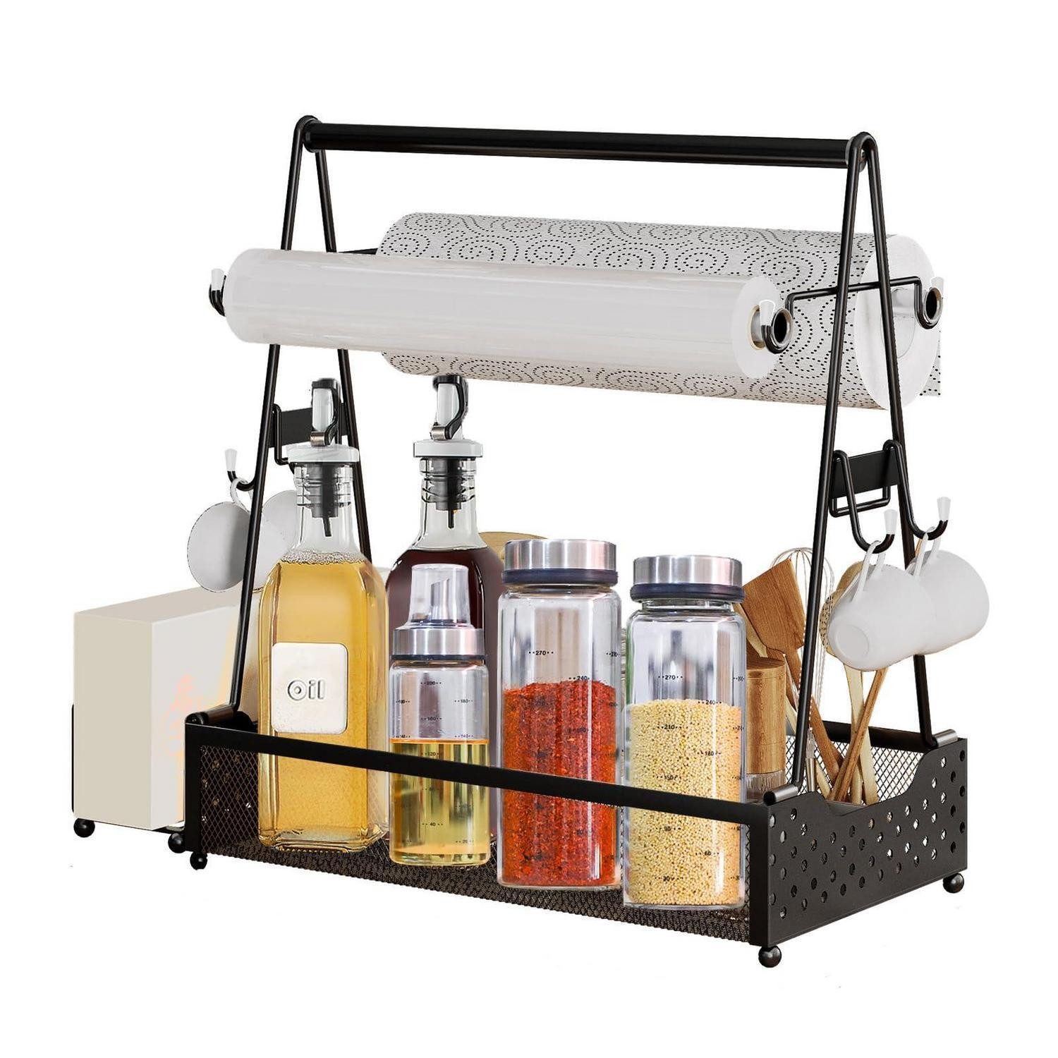 LuxusKollektion Gewürzregal Grill Caddy Organizer Schwarz Metall, 1-tlg.
