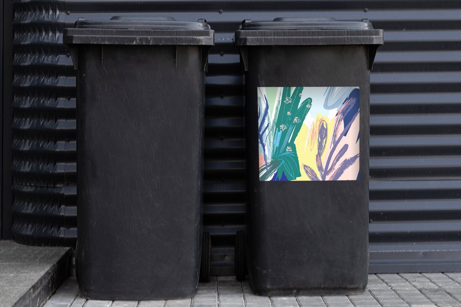 (1 Mülltonne, Pflanze St), Farbe Mülleimer-aufkleber, MuchoWow Abfalbehälter Container, Sommer - Sticker, - Wandsticker