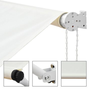 ML-DESIGN Klemmmarkise Schattenspender Fenster Klemmmarkise Balkonmarkise Beige 350x120cm 50+ UV-Schutz Metall Polyester Seilzug