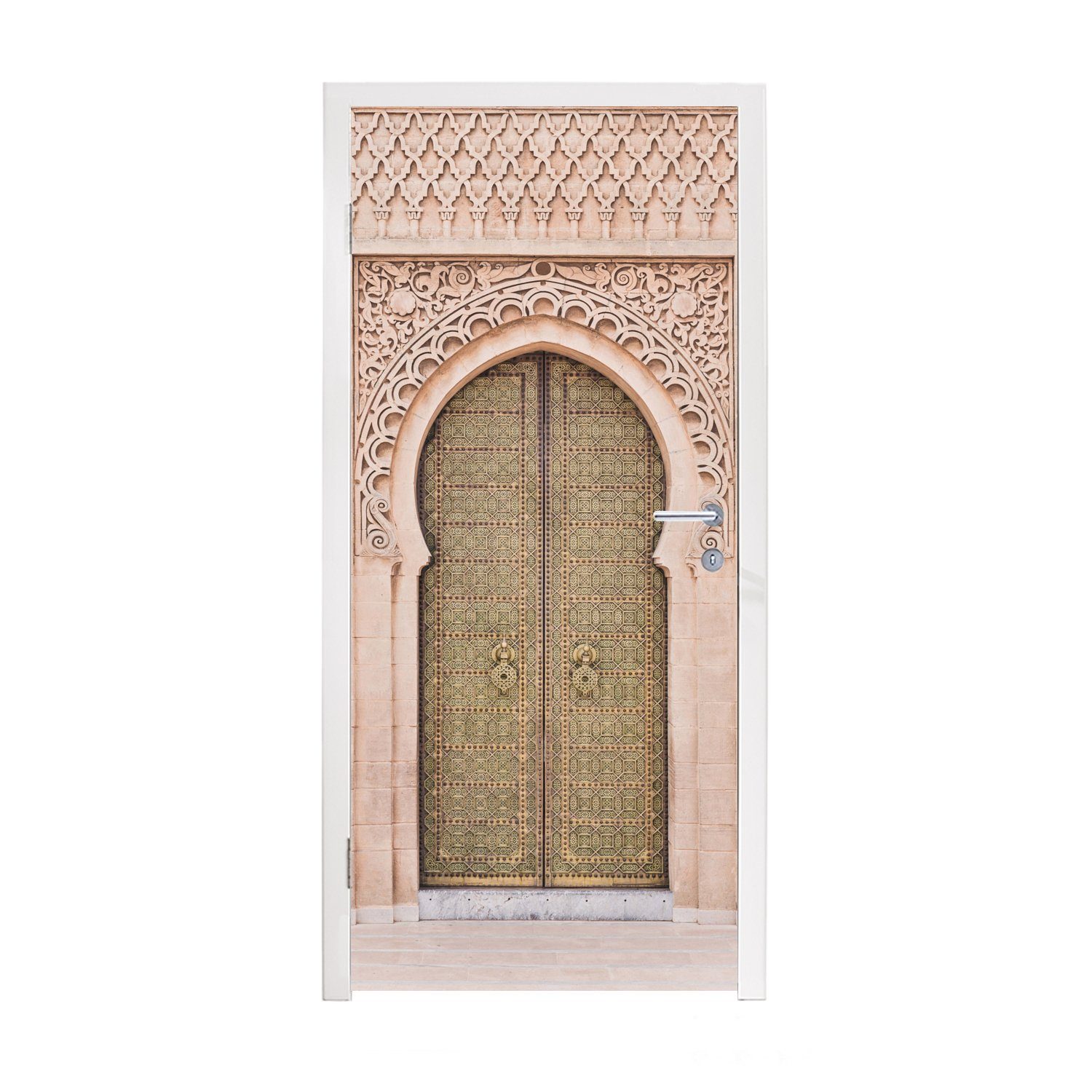 MuchoWow Türtapete Marokkanische Tür - Rosa - Kunst - Tor, Matt, bedruckt, (1 St), Fototapete für Tür, Türaufkleber, 75x205 cm