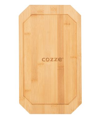 COZZE Grillbesteck-Set Grillpfanne, 33 x 16.5 x 4 cm, Gusseisen / Bambus, wendbare Gusseisenpfanne mit Untersetzer und abnehmbarem Griff