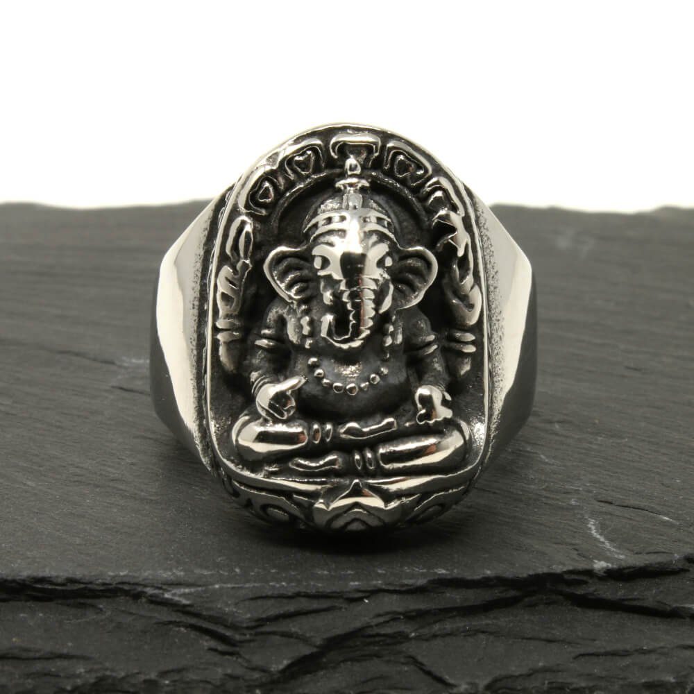 DALMARO.de Fingerring Ring Silber aus Edelstahl - GANESHA GOD