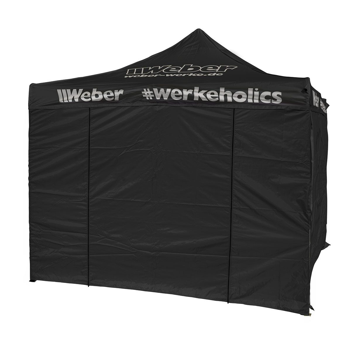 Weber GmbH Pavillonseitenteil Seitenwand mit Türöffnung für Easy-Up Zelt 3 x 3 m, 296x215 cm, schwarz, wasserabweisend, Klettverschluss