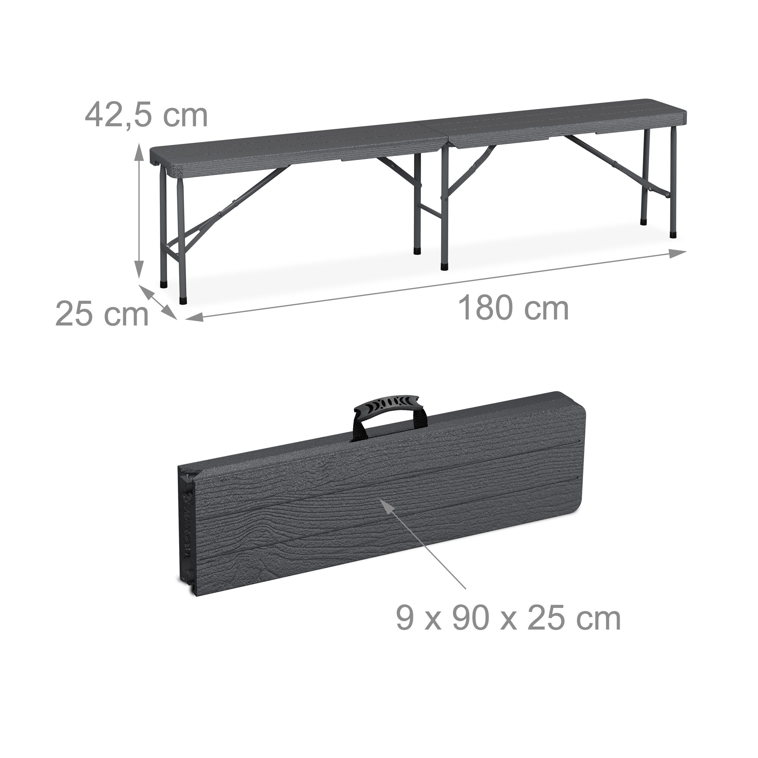 relaxdays Bierzeltgarnitur 3-tlg. Bierzeltgarnitur klappbar, (3er Set, 3-tlg), grau